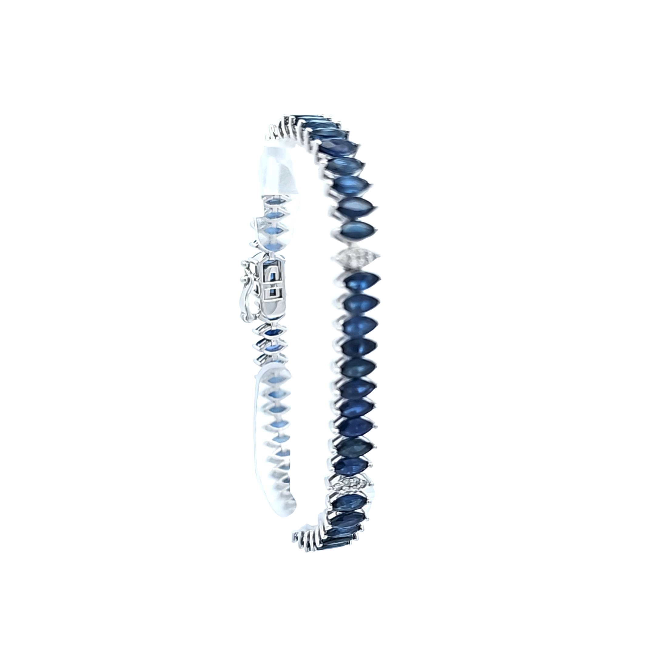 14K White Gold Marquise Sapphire and Diamond Bracelet 22000980 | Shin Brothers* 14K White Gold Marquise Sapphire and Diamond Bracelet 22000980 | Shin Brothers*