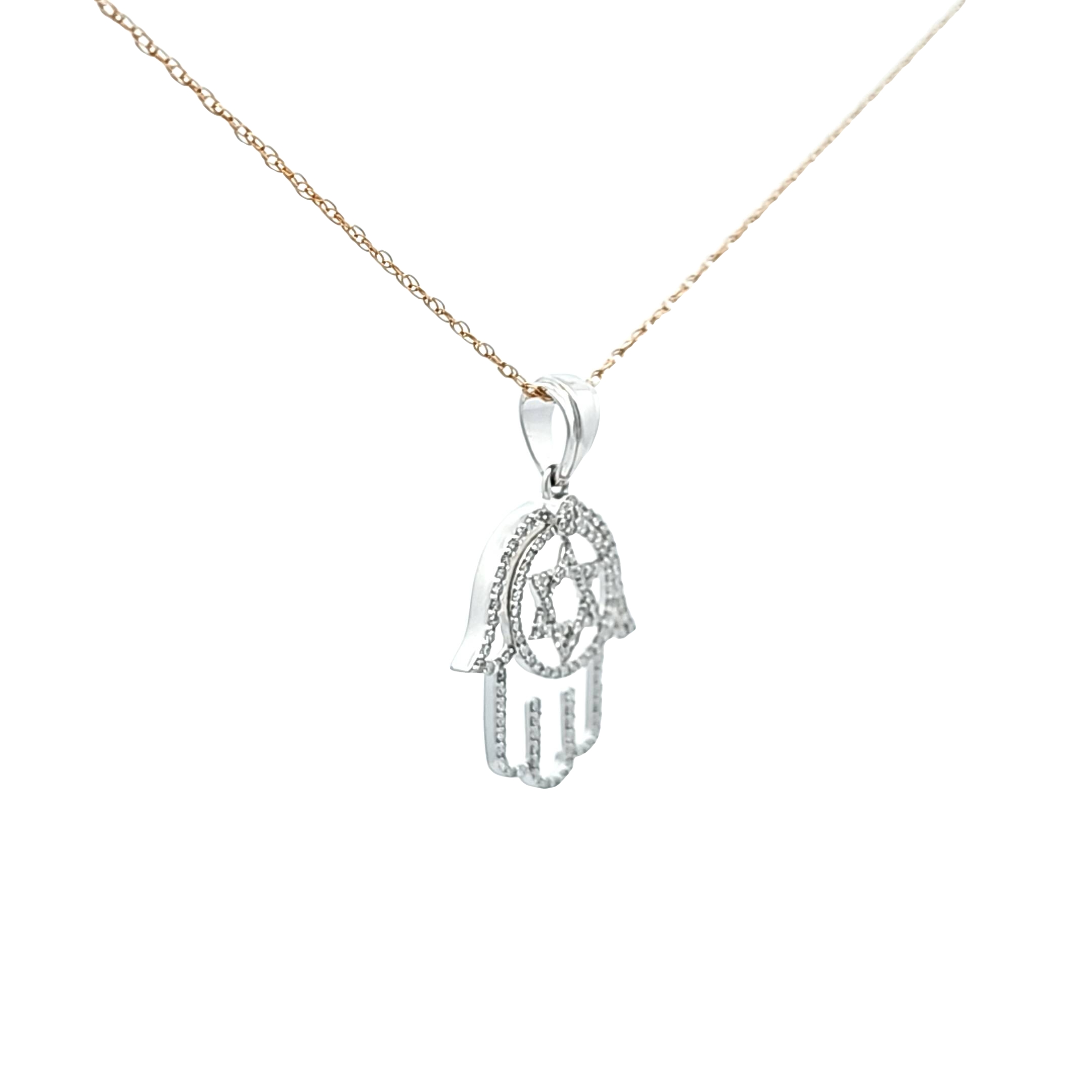 14K White Gold Hand of God Diamond with Evil Eye Charm 51002231 | Shin Brothers* 14K White Gold Hand of God Diamond with Evil Eye Charm 51002231 | Shin Brothers*