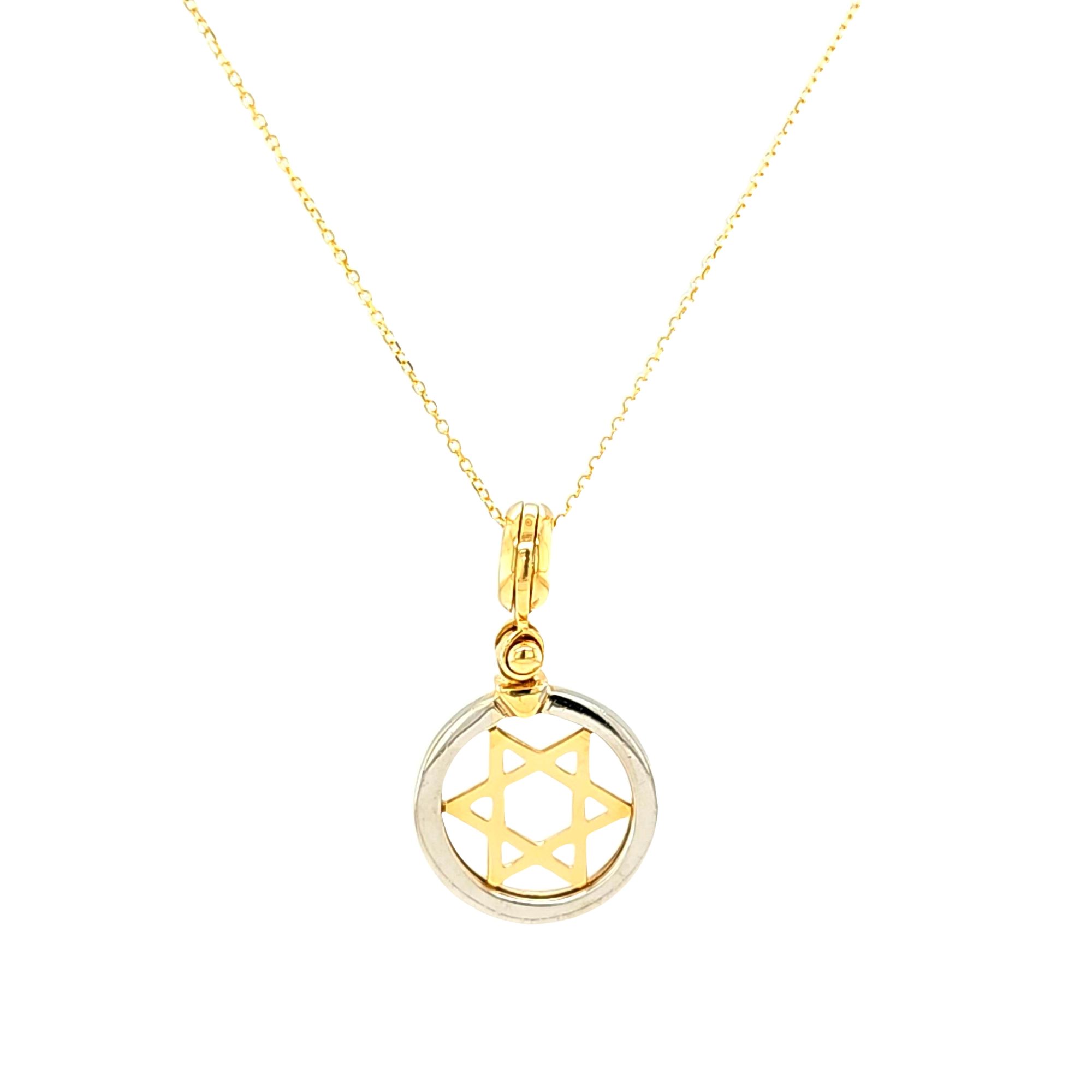 14K White and Yellow Gold Star of David Disk Charm 50001702 | Shin Brothers* 