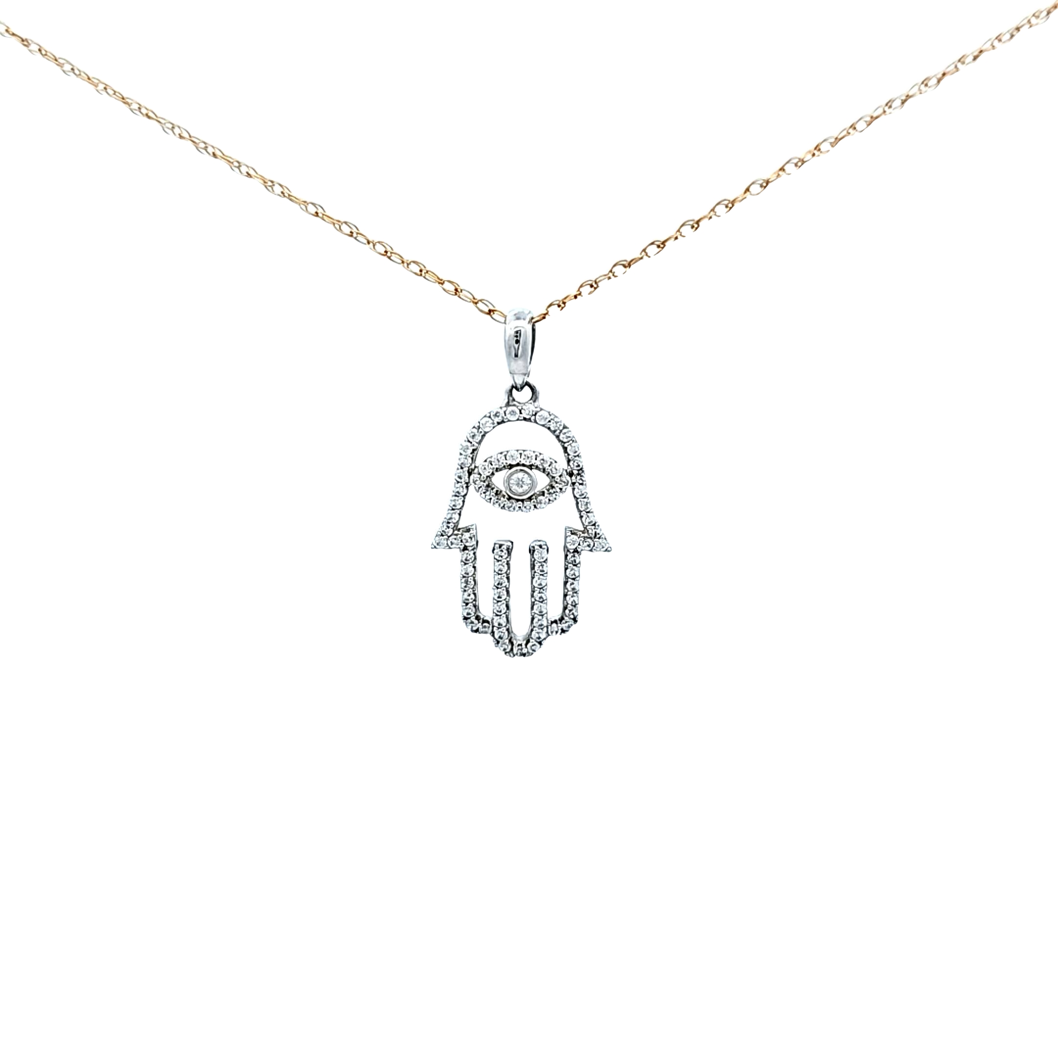 14K White Gold CZ Hamsa Charm 52001890 | Shin Brothers* 14K White Gold CZ Hamsa Charm 52001890 | Shin Brothers*