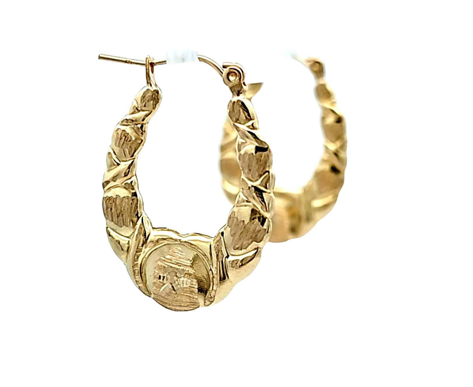 14K Yellow Gold Hugs And Kisses Fan Hoop Earrings 40003279 | Shin Brothers* 14K Yellow Gold Hugs And Kisses Fan Hoop Earrings 40003279 | Shin Brothers*