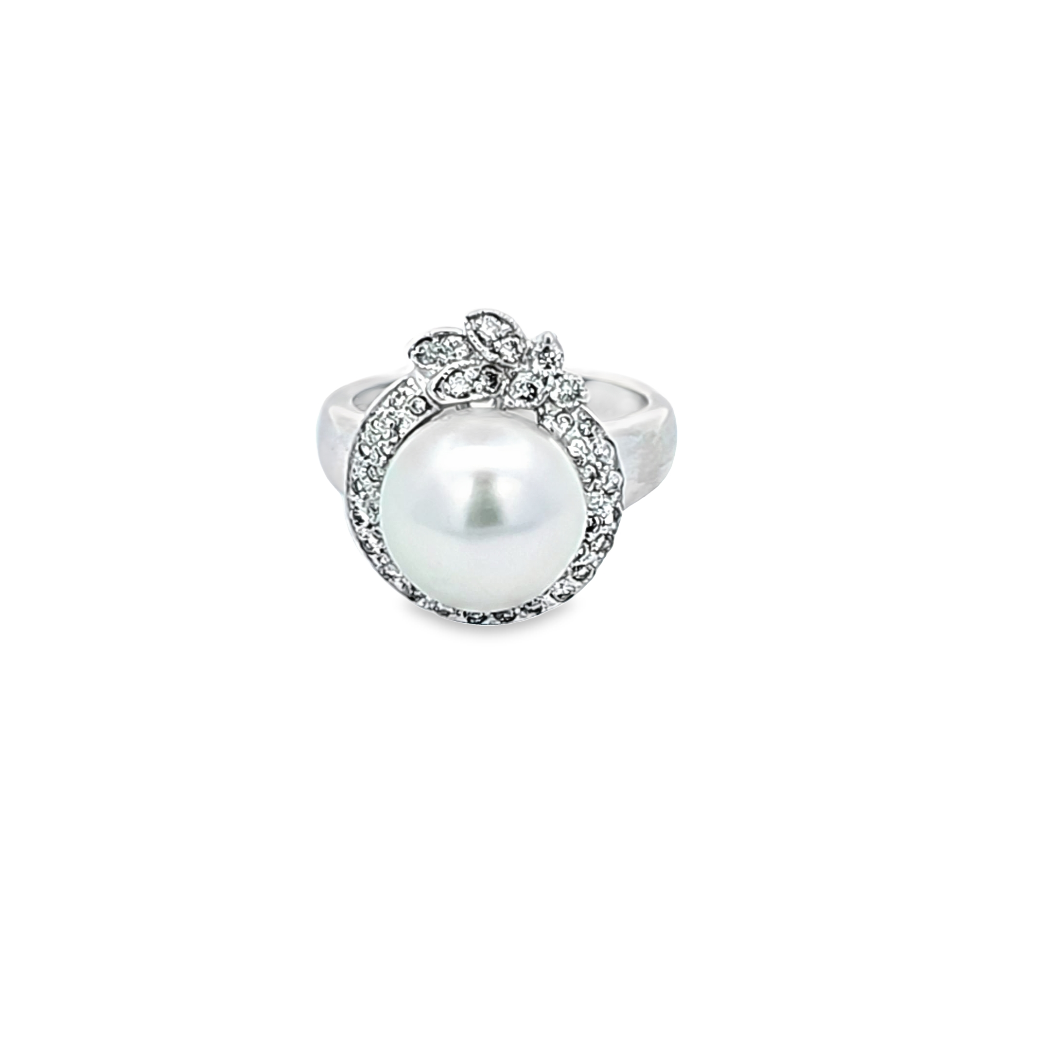 14K White Gold Cultured Pearl Diamond Ring 12003233 | Shin Brothers* 14K White Gold Cultured Pearl Diamond Ring 12003233 | Shin Brothers*