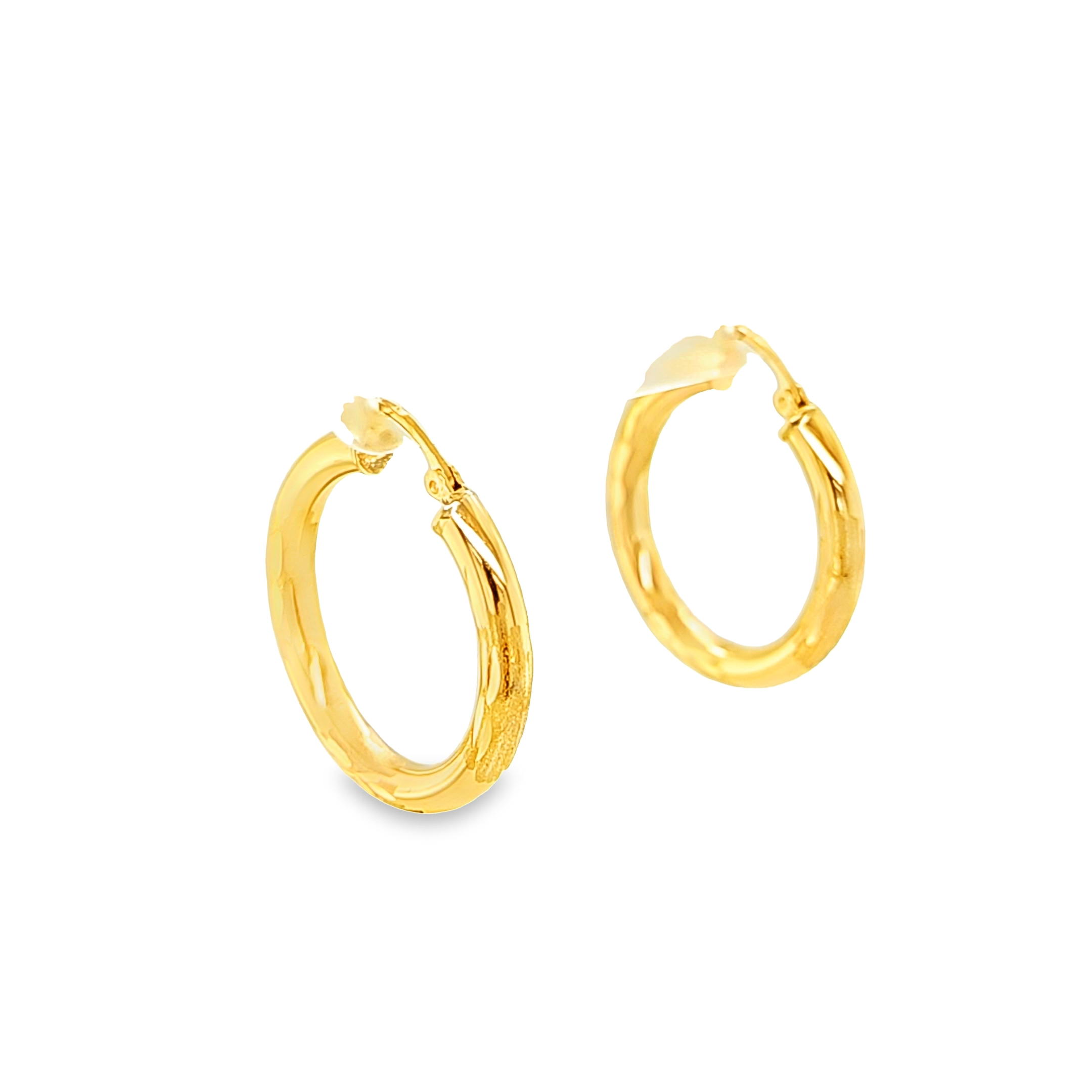 14K Yellow Gold Diamond Cut Hoop Earrings 40003293 | Shin Brothers*