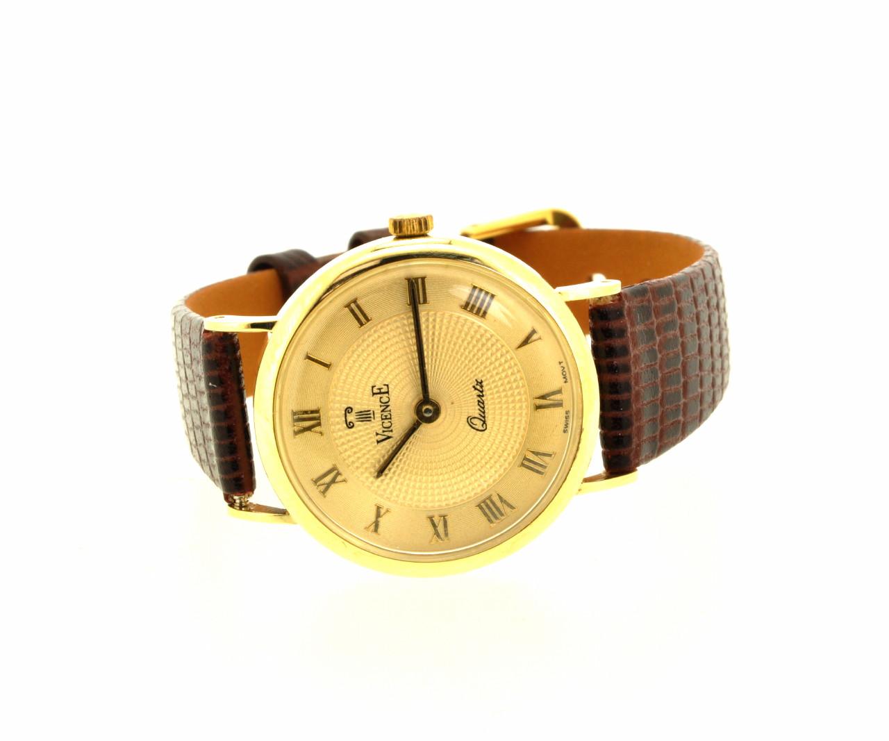 Pre-owned Vicence 14K Yellow Gold Ladies Quartz Leather Strap Watch 69000391 | Shin Brothers* Pre-owned Vicence 14K Yellow Gold Ladies Quartz Leather Strap Watch 69000391 | Shin Brothers*