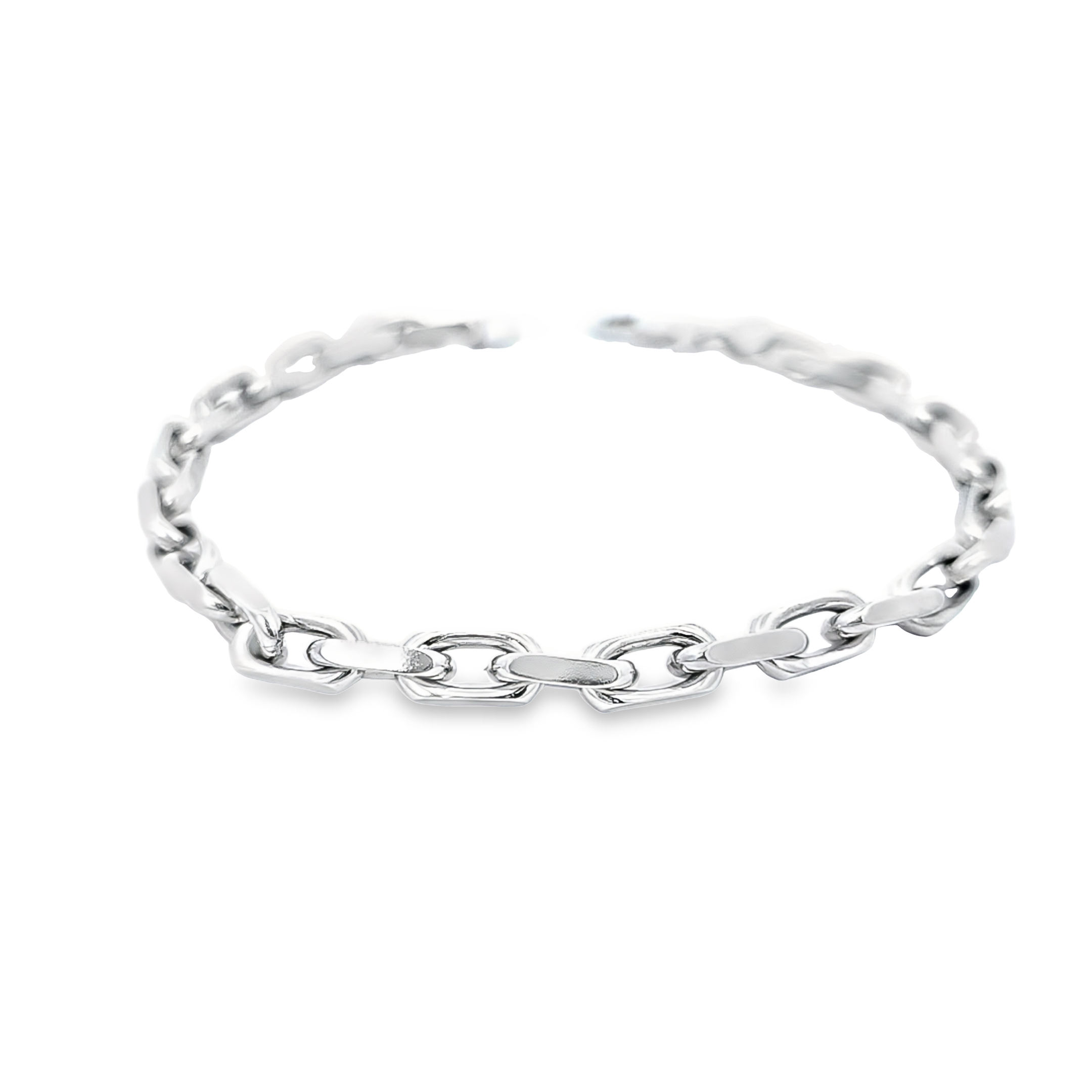14K White Gold Onyx Links Bracelet