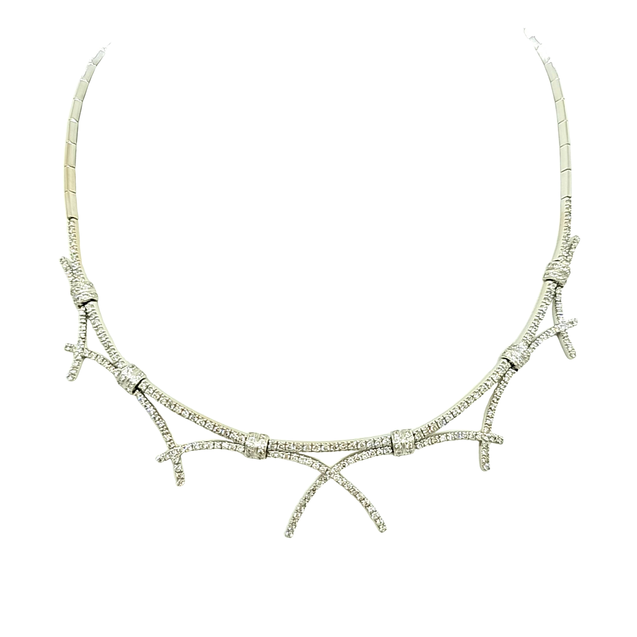 14K White Gold 3.75ctw Diamond Crisscross Design Necklace 31001283 | Shin Brothers*