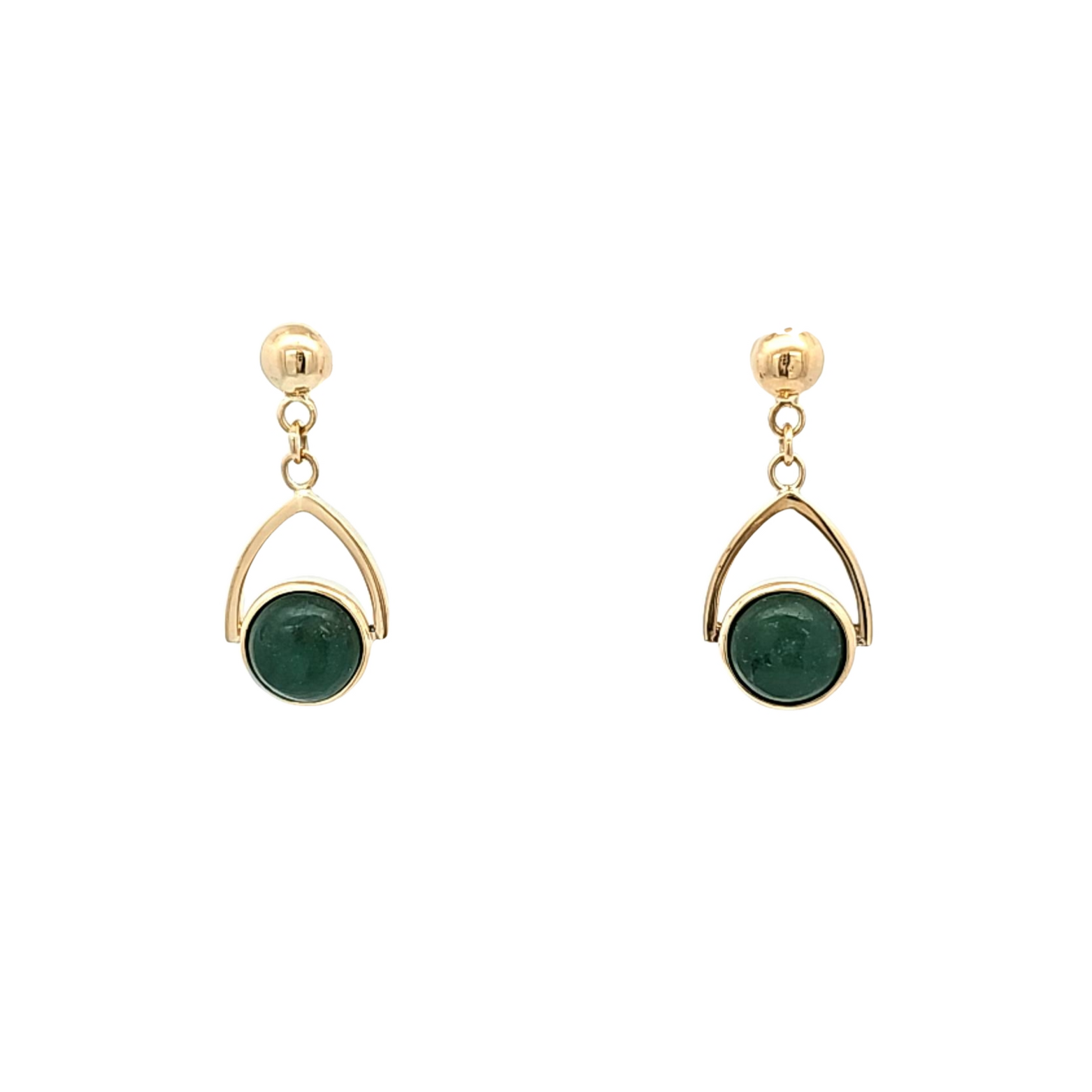 18K Yellow Gold Jade Drop Earrings 32000775 | Shin Brothers** 18K Yellow Gold Jade Drop Earrings 32000775 | Shin Brothers**