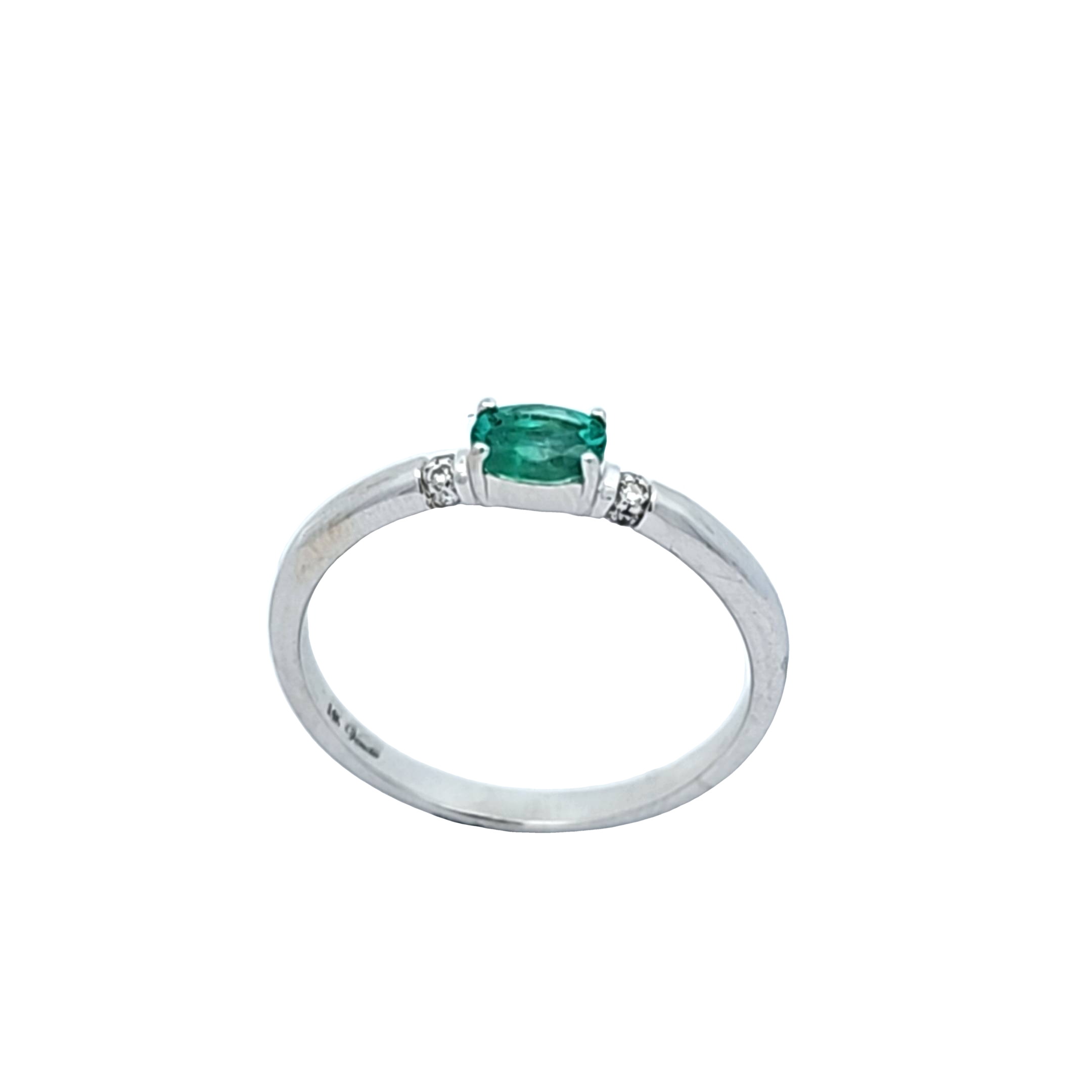 14K White Gold Emerald Ring with Diamond Accents 12003247 | Shin Brothers* 14K White Gold Emerald Ring with Diamond Accents 12003247 | Shin Brothers*