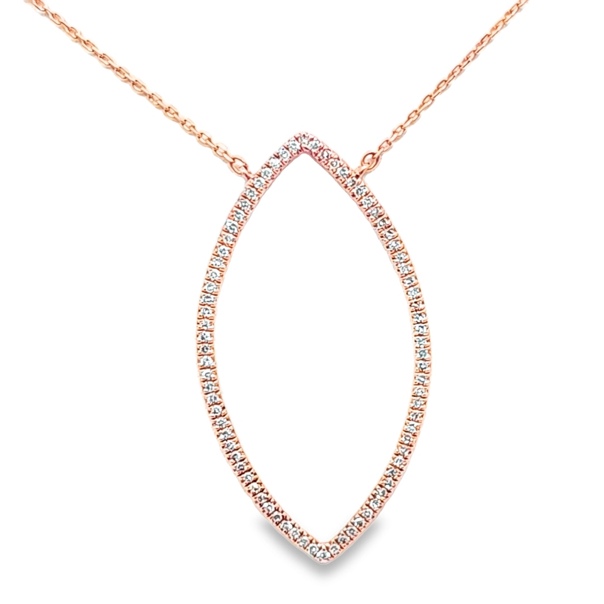 14K Rose Gold Open Marquise Shape Pendant Necklace 31001286| Shin Brothers**