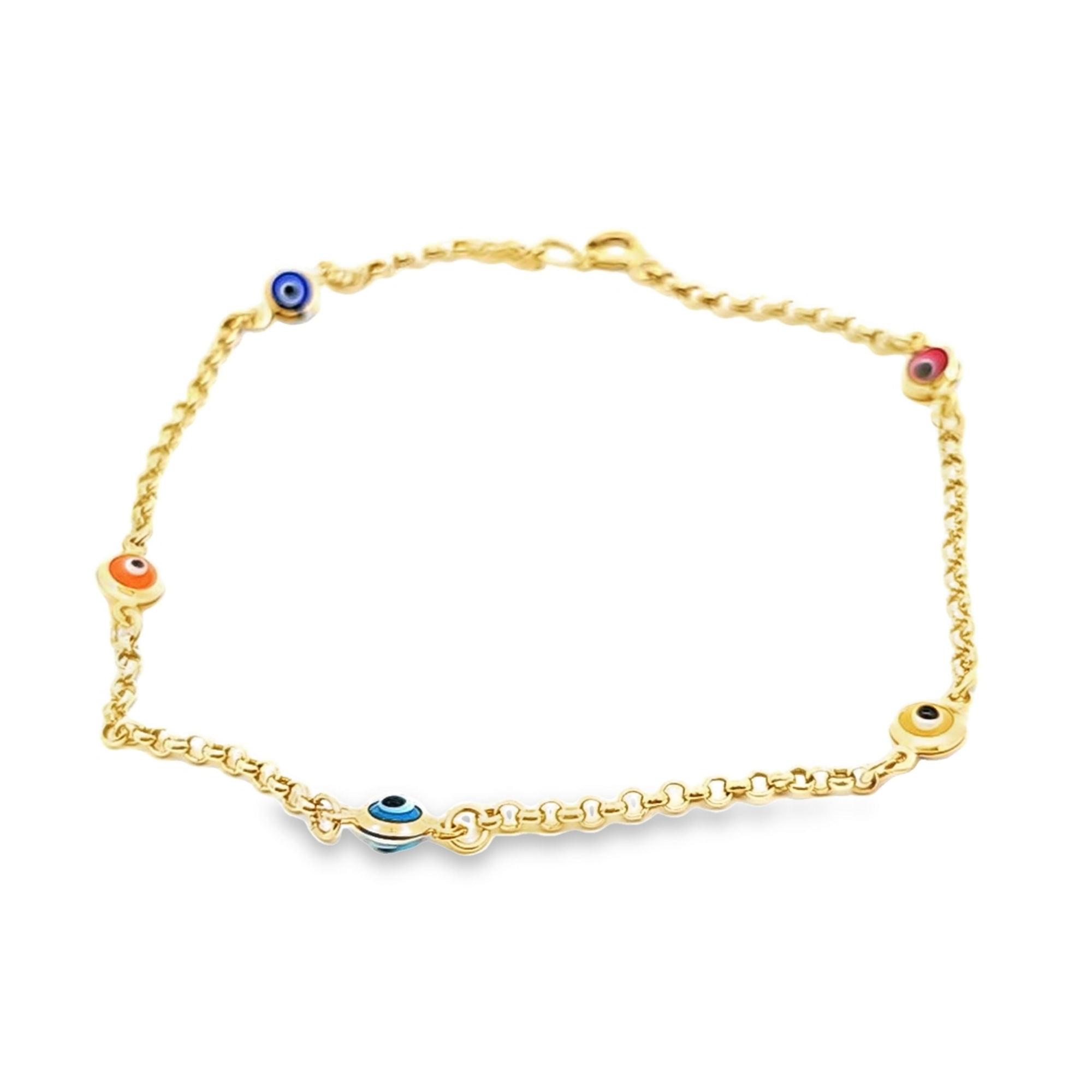 14K Yellow Gold Multicolor Evil Eye Bracelet 22000764 | Shin Brothers* 14K Yellow Gold Multicolor Evil Eye Bracelet 22000764 | Shin Brothers*