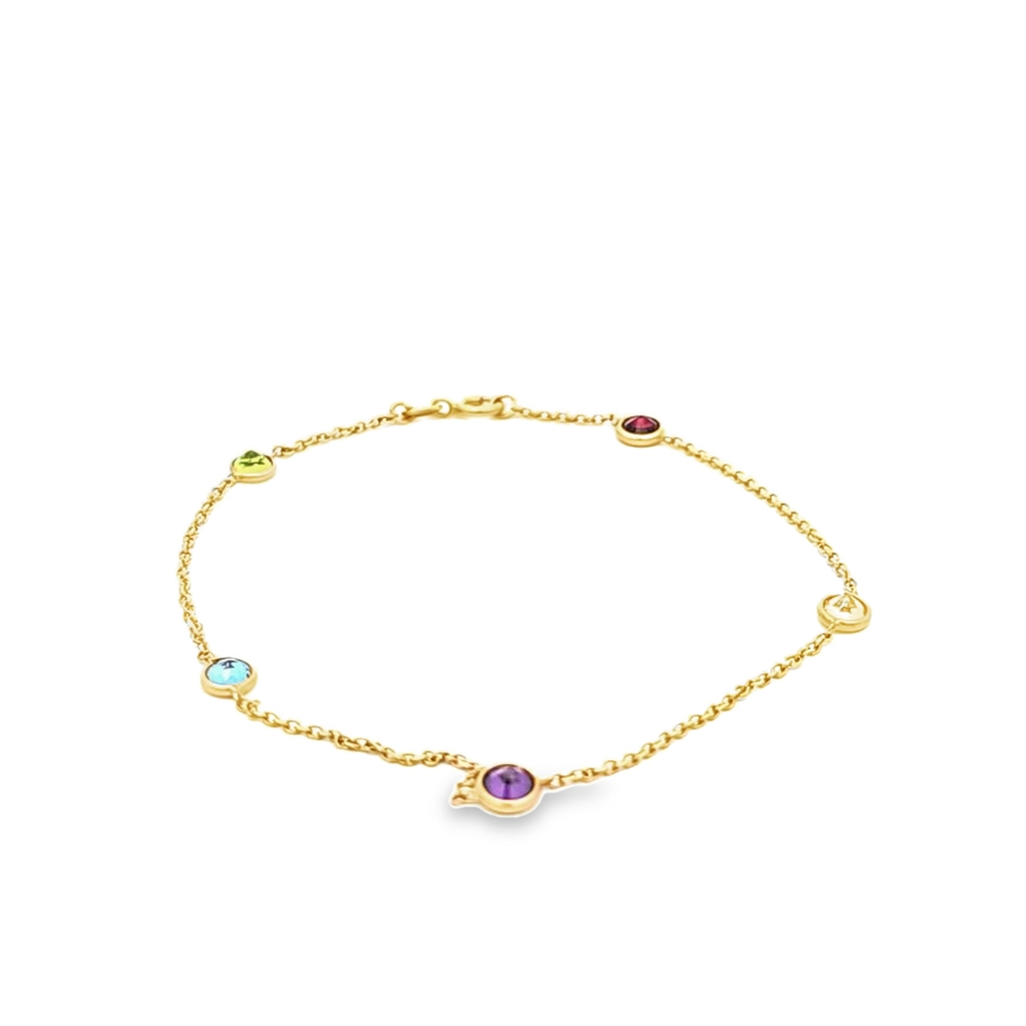 14K Yellow Gold Multicolor Stone Bracelet 22000271 | Shin Brothers* 14K Yellow Gold Multicolor Stone Bracelet 22000271 | Shin Brothers*