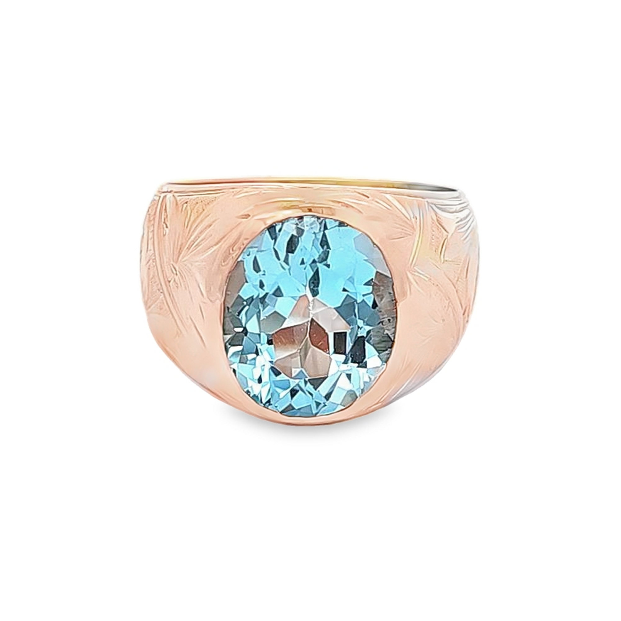 14K Yellow Gold Blue Topaz Men's Ring 12003252| Shin Brothers**