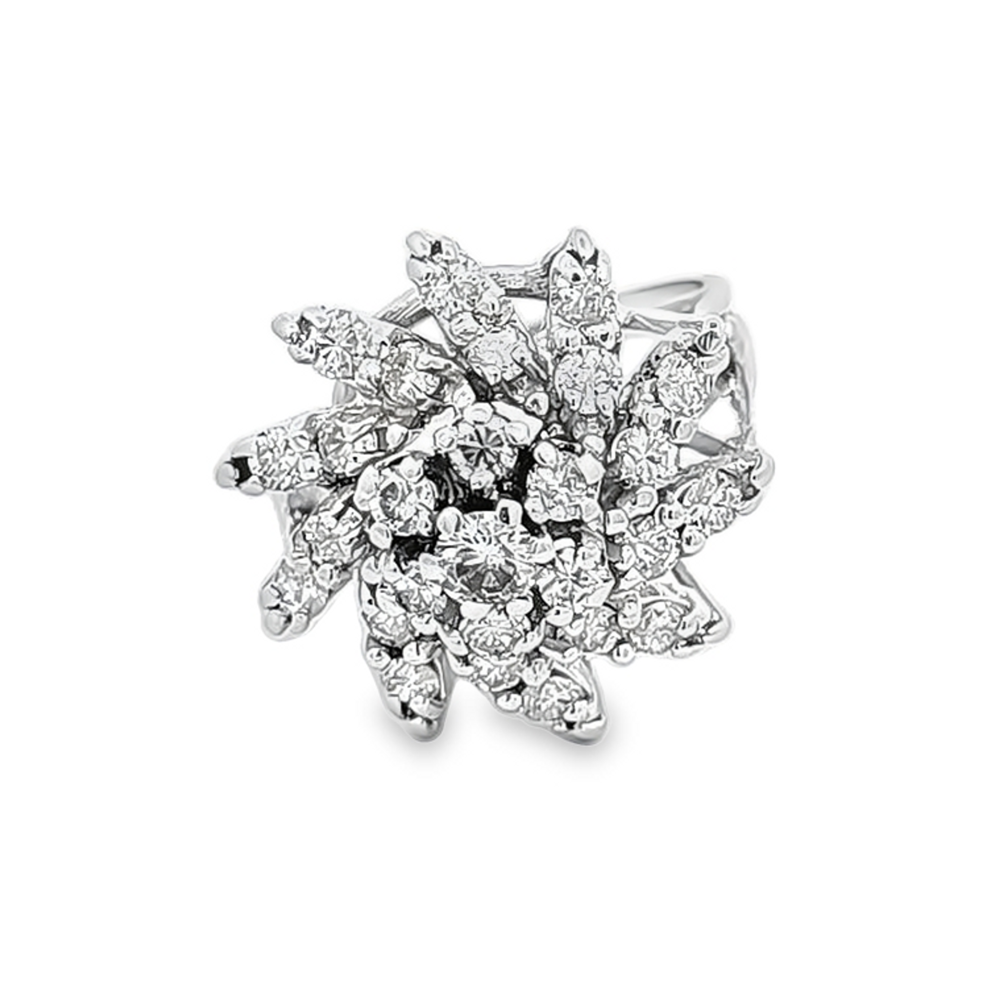 14K White Gold Diamond Flower Ring 11007264| Shin Brothers** 14K White Gold Diamond Flower Ring 11007264| Shin Brothers**