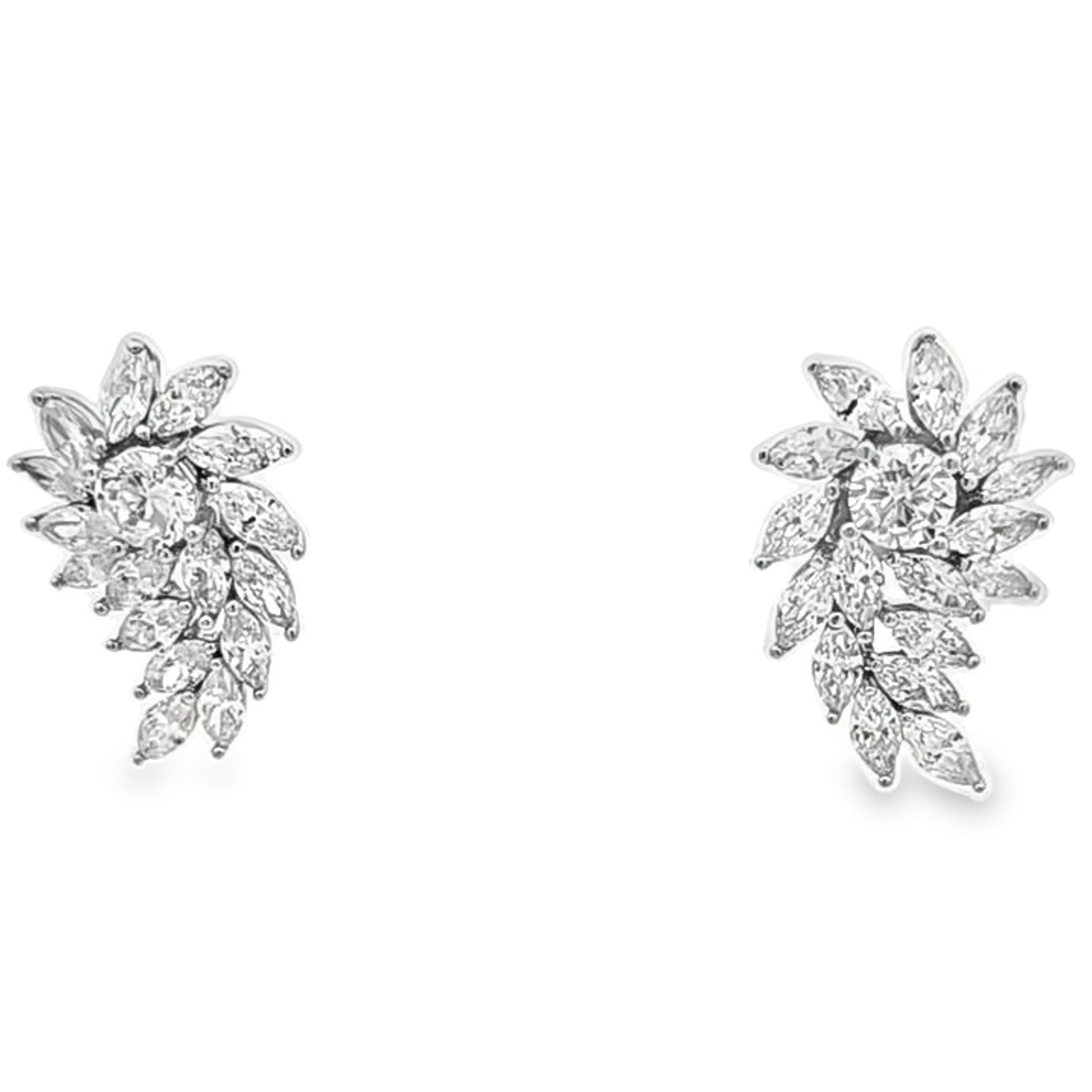 Sterling Silver Cluster Cubic Zirconia Stud Earrings 84011061| Shin Brothers**