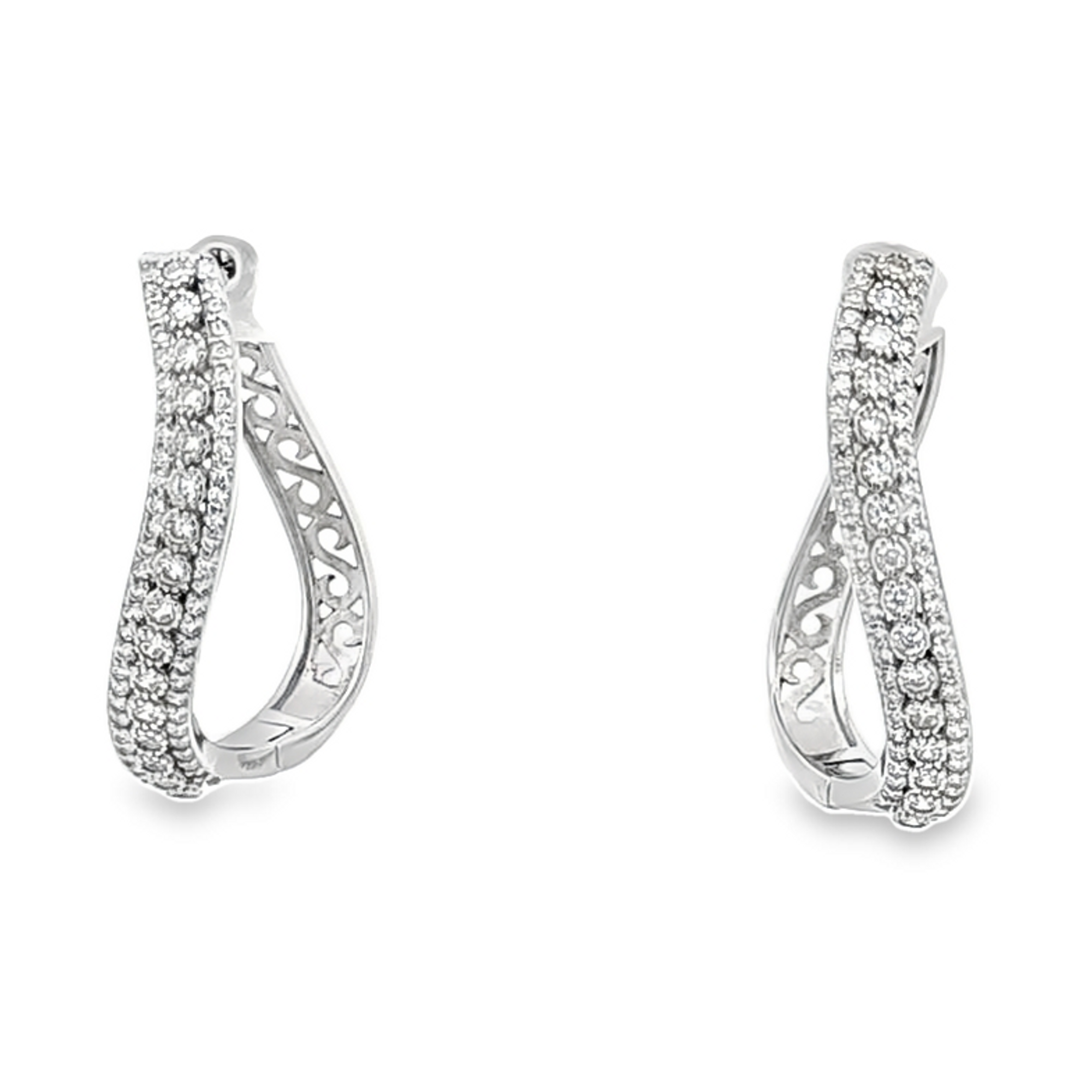 Sterling Silver Cubic Zirconia Wave Hoop Earrings 84011058| Shin Brothers** Sterling Silver Cubic Zirconia Wave Hoop Earrings 84011058| Shin Brothers**