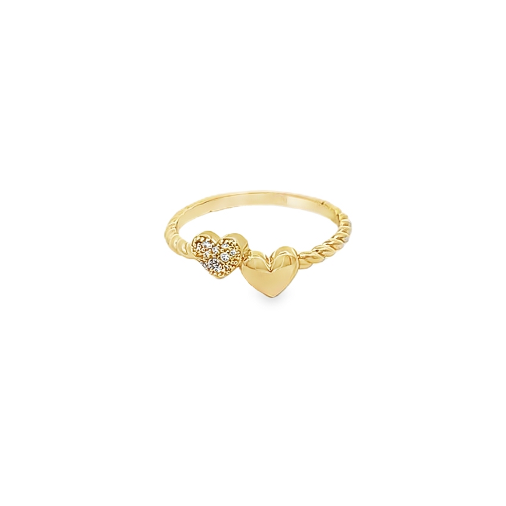 14K Yellow gold Diamond 2 Hearts Ring 11007300 | Shin Brothers** 14K Yellow gold Diamond 2 Hearts Ring 11007300 | Shin Brothers**