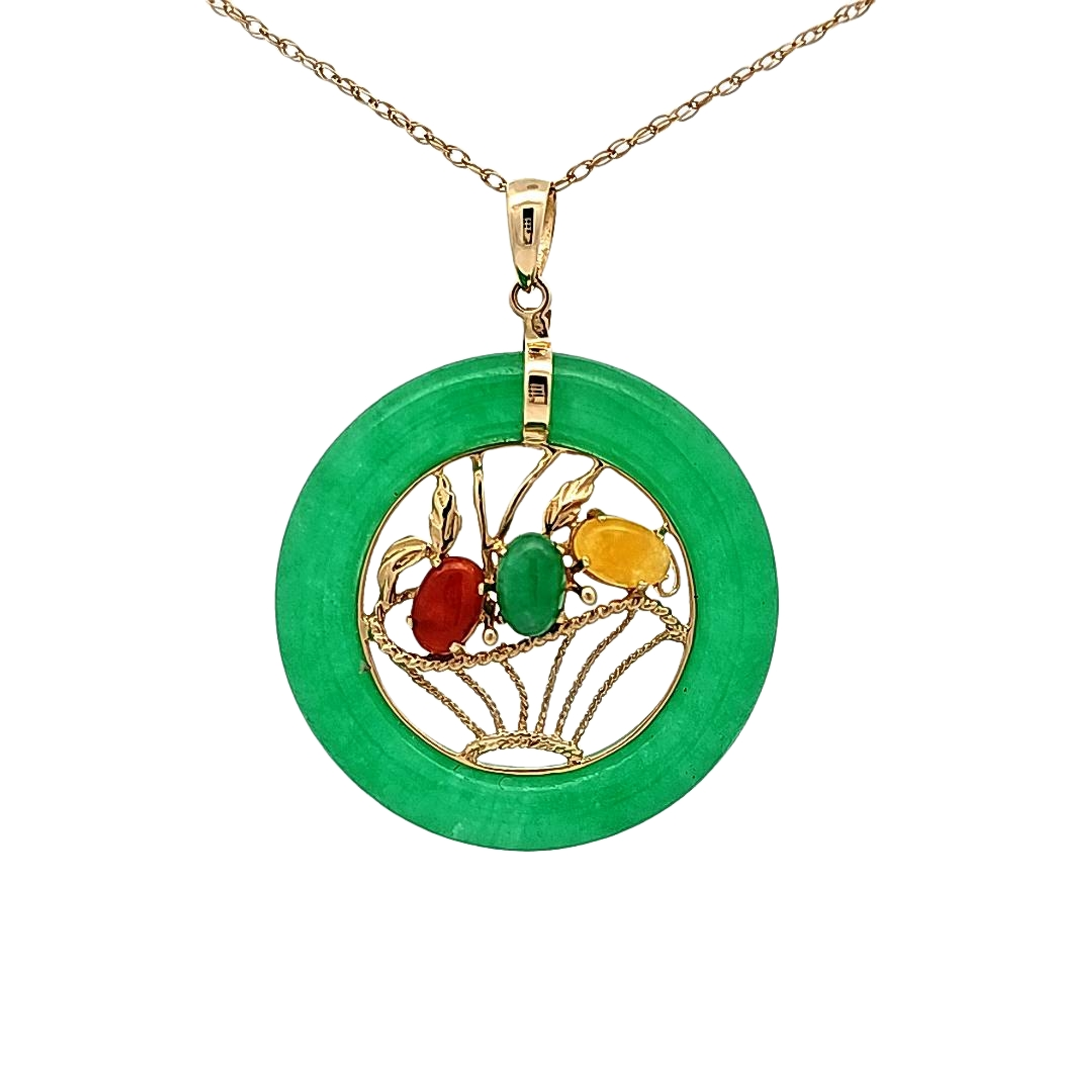 14K Yellow Gold Multicolor Jade Basket Circle 52002396 | Shin Brothers** 14K Yellow Gold Multicolor Jade Basket Circle 52002396 | Shin Brothers**