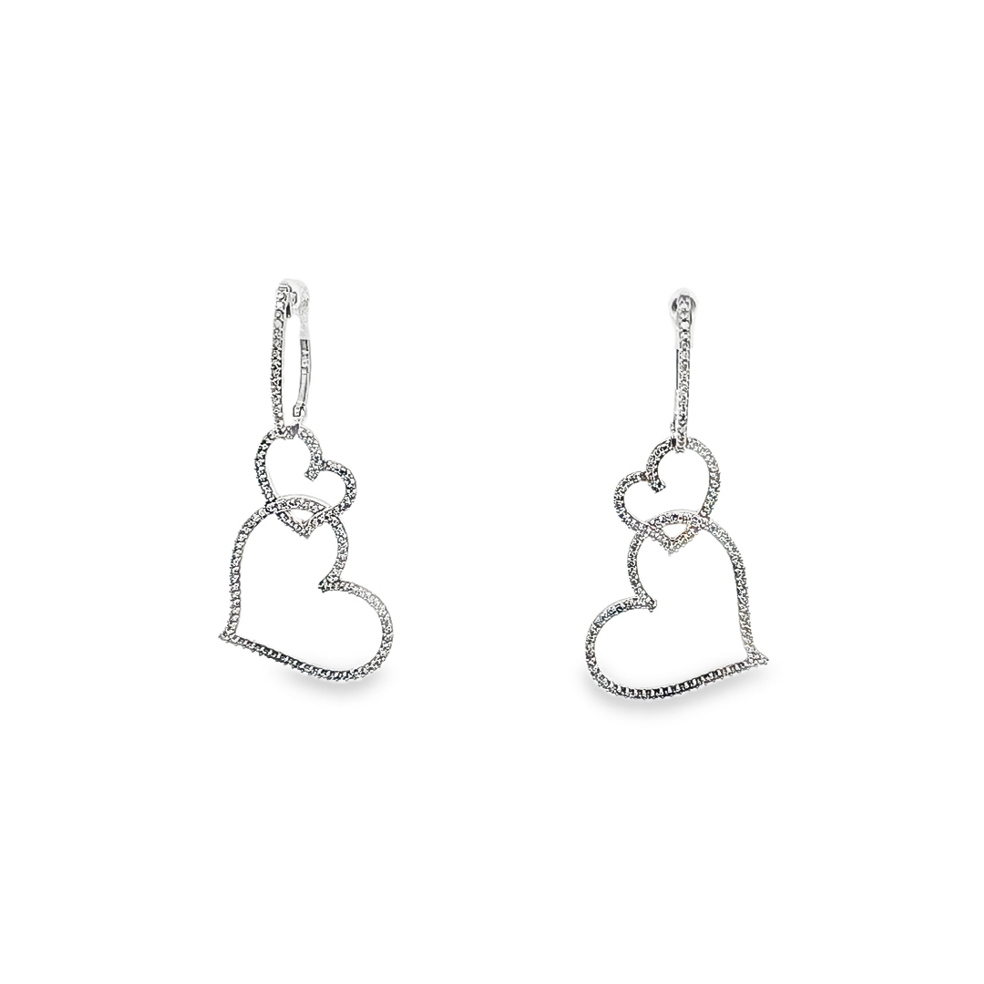 14K White Gold Diamond Hearts Huggie Earrings 41002777 | Shin Brothers** 14K White Gold Diamond Hearts Huggie Earrings 41002777 | Shin Brothers**