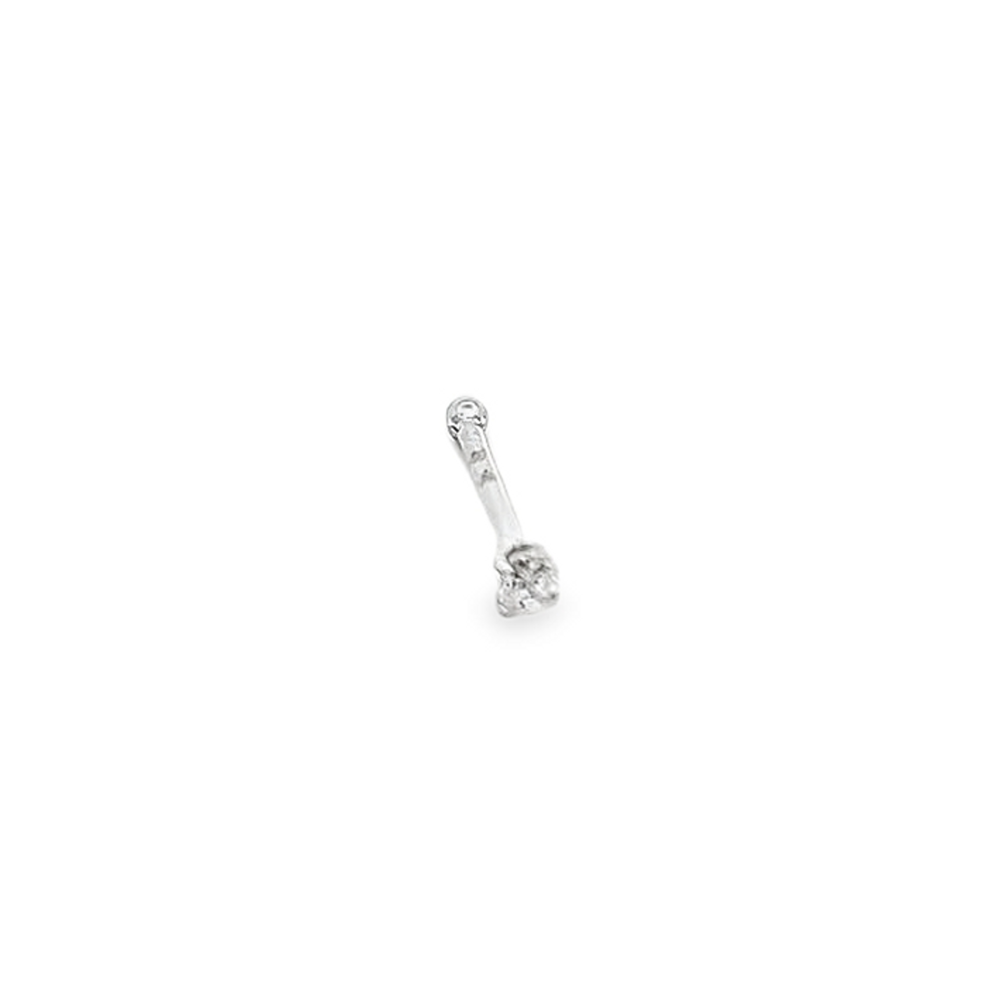 14K White Gold Cubic Zirconia Nose Pin 42001763 | Shin Brothers** 14K White Gold Cubic Zirconia Nose Pin 42001763 | Shin Brothers**