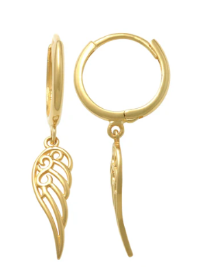 14K Yellow Gold Hanging Wing Earrings 40003320 | Shin Brothers*