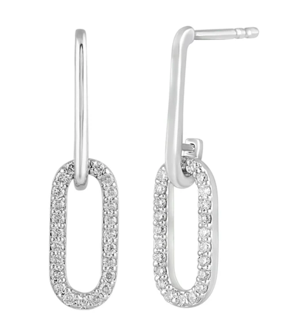 14K White Gold Hanging Diamond Paperclip Earrings 41002778 | Shin Brothers* 14K White Gold Hanging Diamond Paperclip Earrings 41002778 | Shin Brothers*