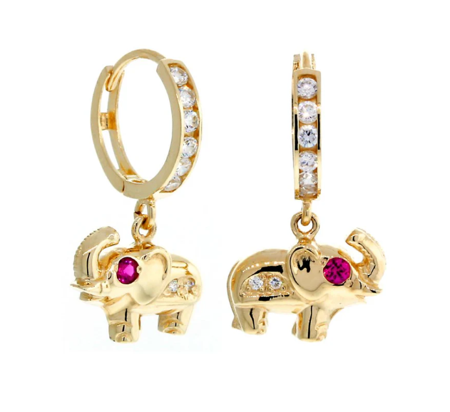 14K Yellow Gold CZ Huggie Earrings 42001726 - Shin Brothers