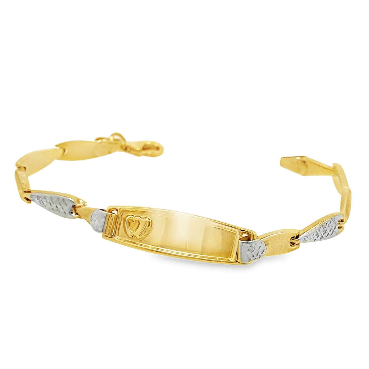 14K White Yellow Gold Hearts Bead Bracelet 20001572 | Shin Brothers** 14K White Yellow Gold Hearts Bead Bracelet 20001572 | Shin Brothers**