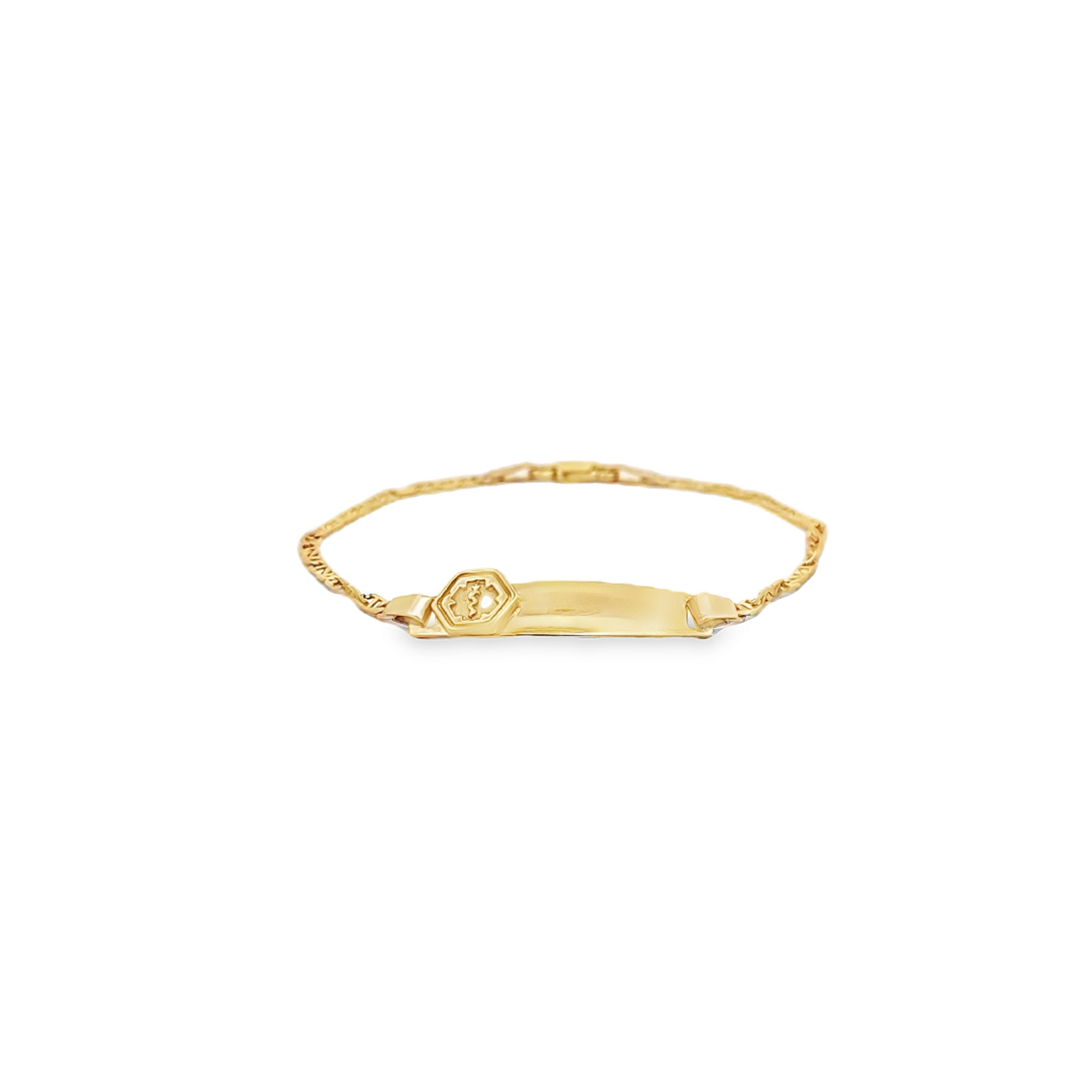 14K Yellow Gold 6" Medical Alert Engraved ID Bracelet 20000901 | Shin Brothers** 14K Yellow Gold 6" Medical Alert Engraved ID Bracelet 20000901 | Shin Brothers**