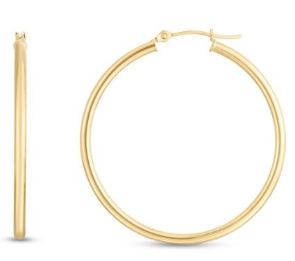 14K Yellow Gold 1.4" Hoop Earrings 40003290  | Shin Brothers**