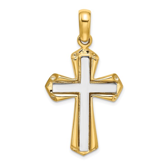 14K Two-tone Polished Gold Cross Pendant 50004302 | Shin Brothers** 