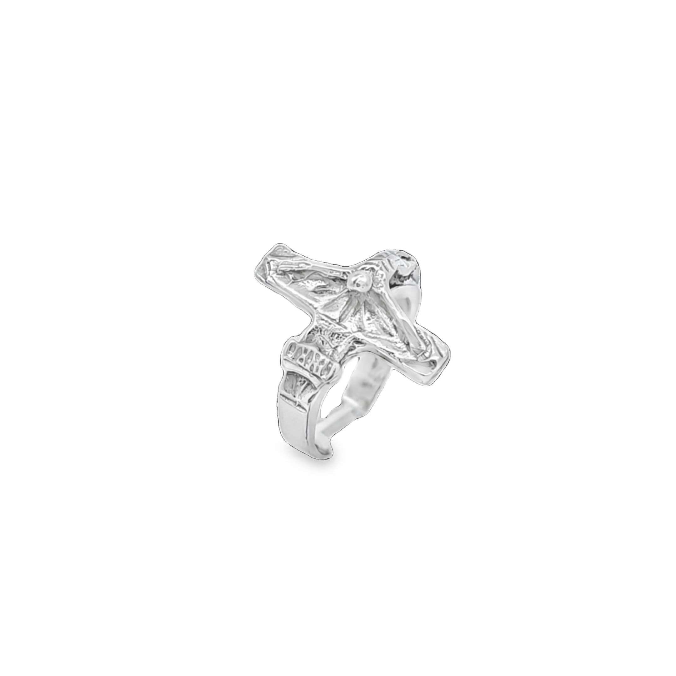14K White Gold Crucifix Ring Size 6 10016283 | Shin Brothers*