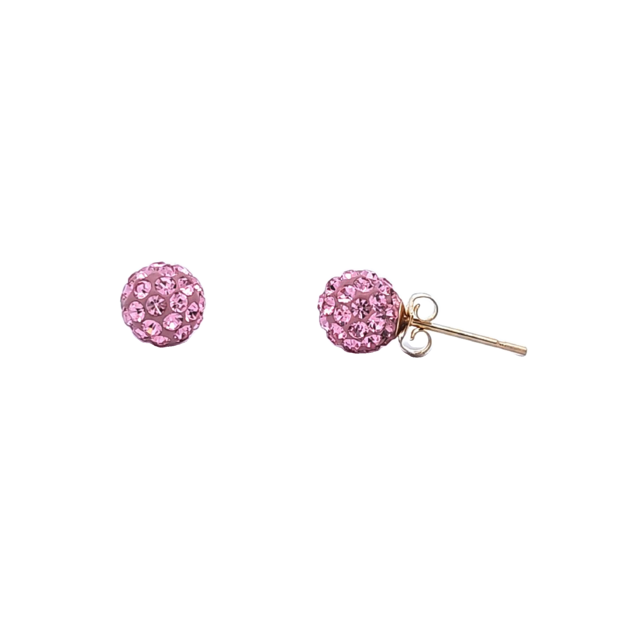 14K Yellow Gold Pink CZ Ball Stud Earrings 42001300 | Shin Brothers*