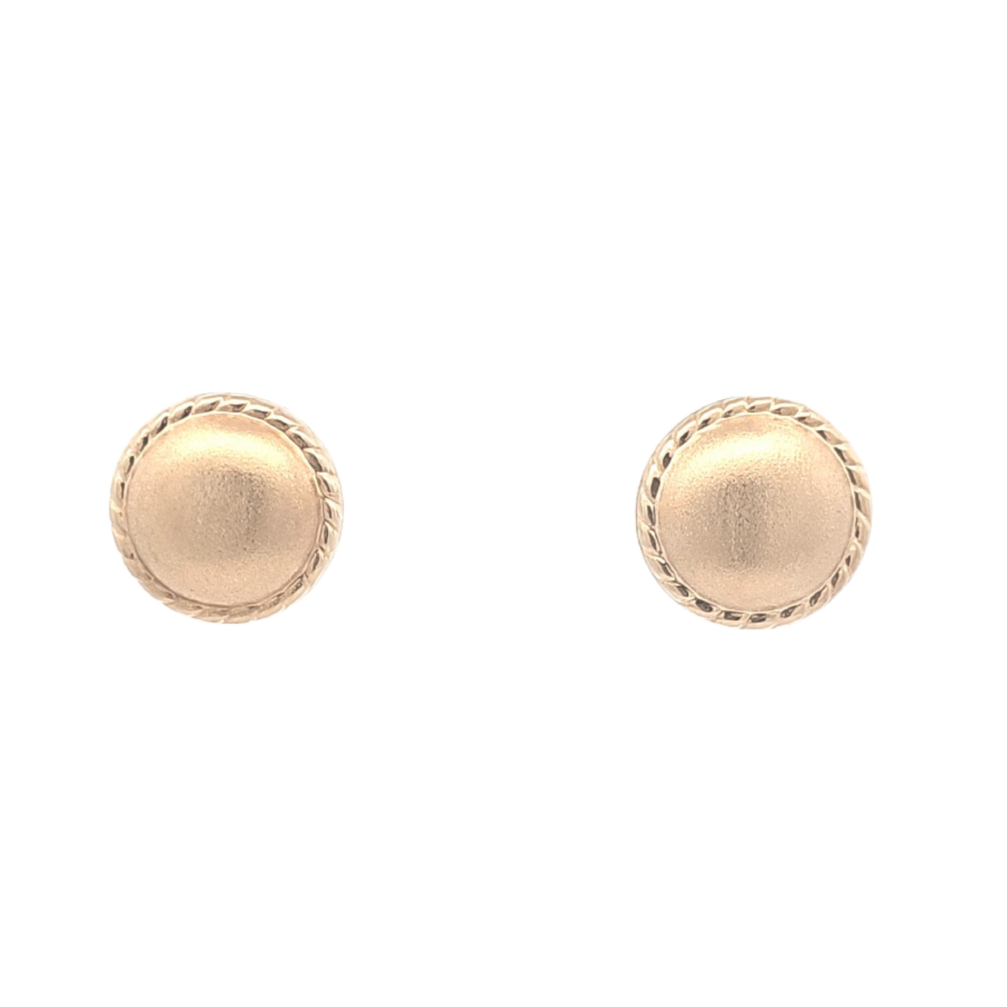 14K Yellow Gold Button Omega Back Earrings with Satin Finish 40003324 | Shin Brothers*