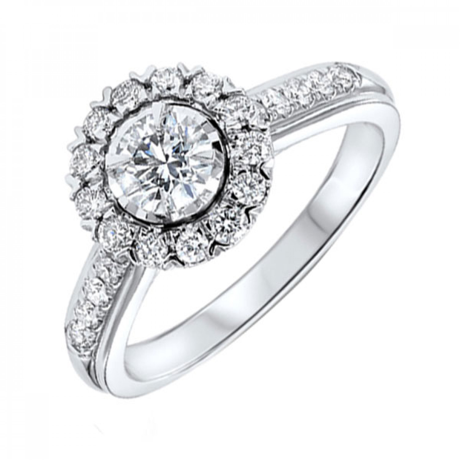 14K White Gold Diamond Halo Engagement Ring with Accents 11006427 | Shin Brothers*