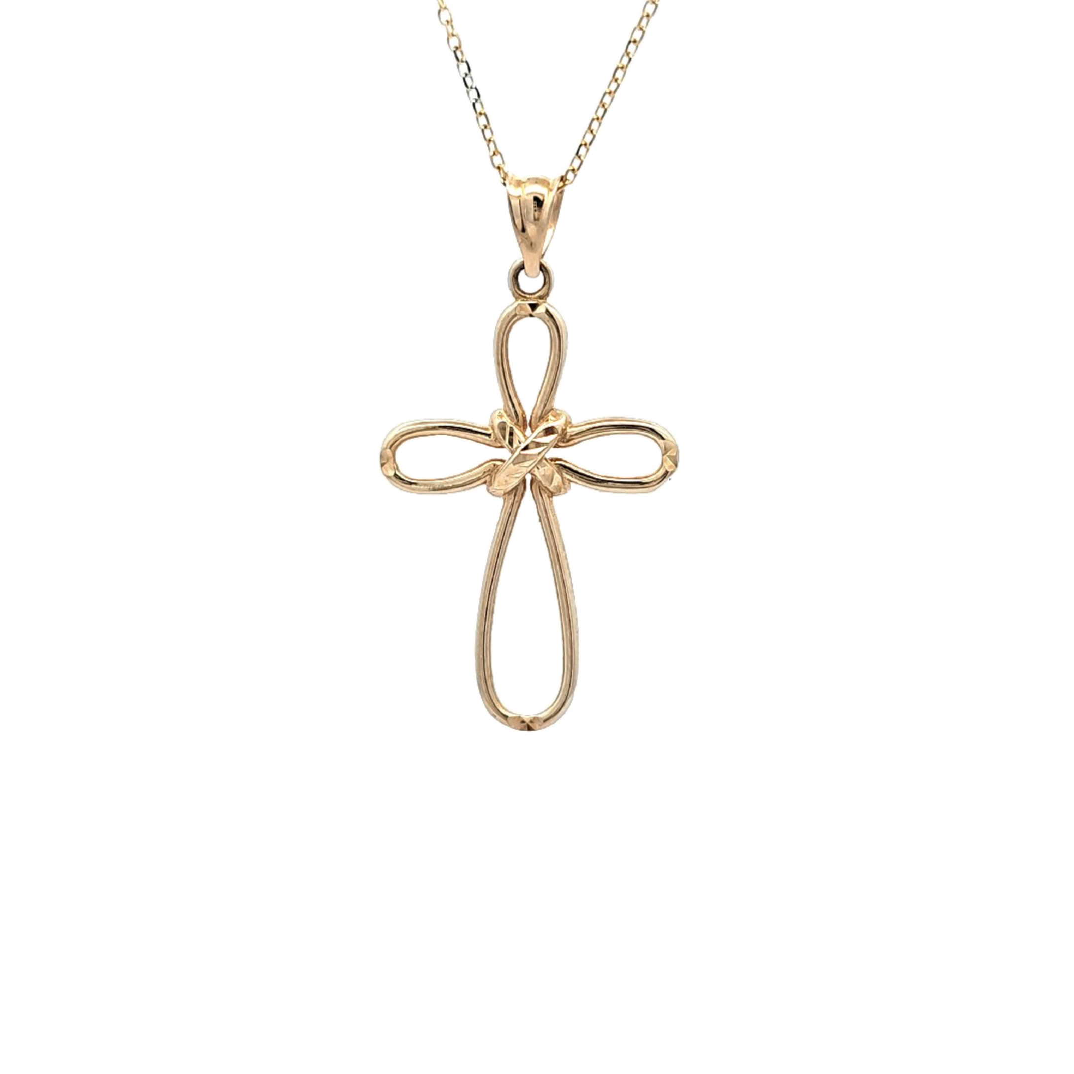 14K Yellow Gold Ribbon Cross Charm 50004009 | Shin Brothers*