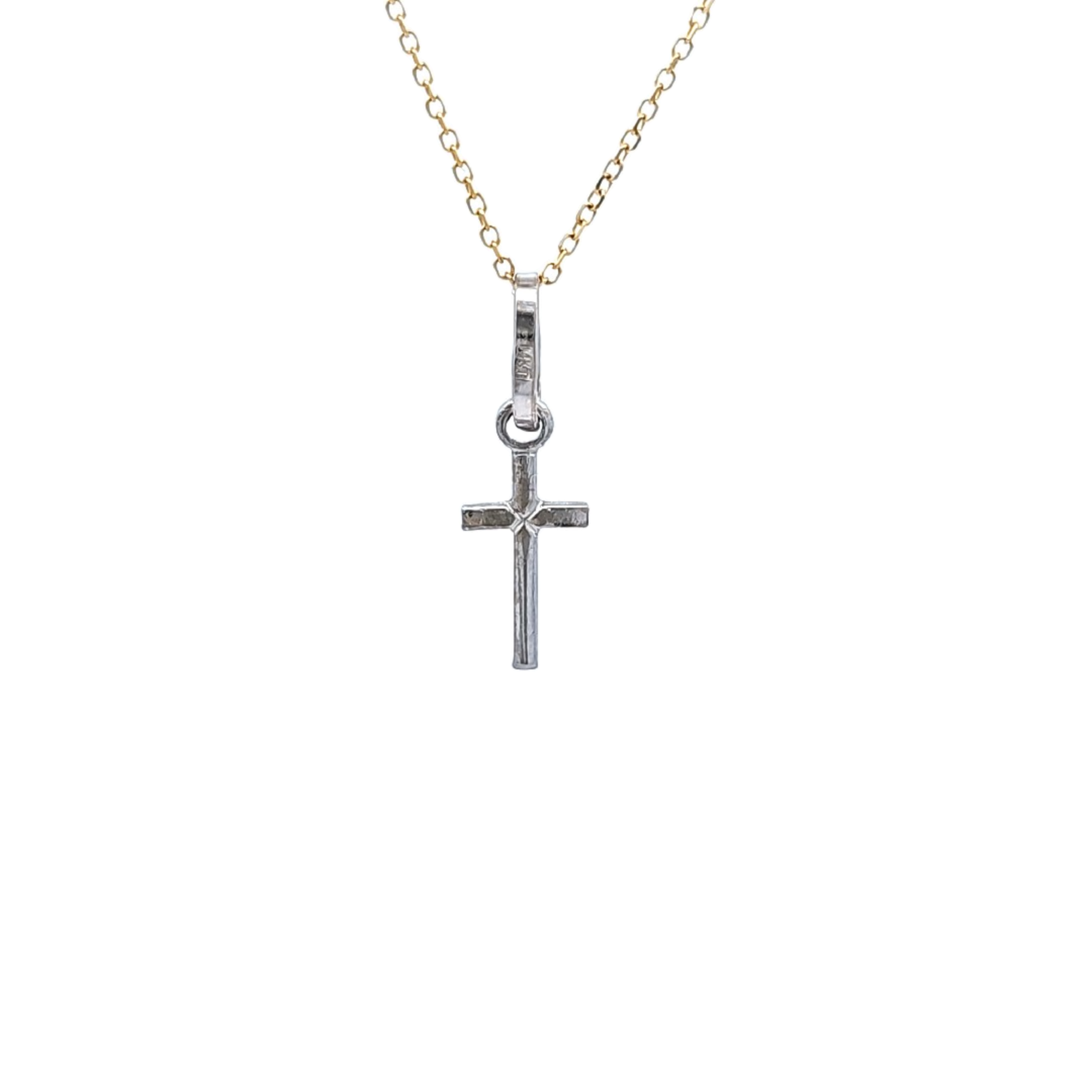 14K White Gold Mini Cross Charm 50003681 | Shin Brothers*
