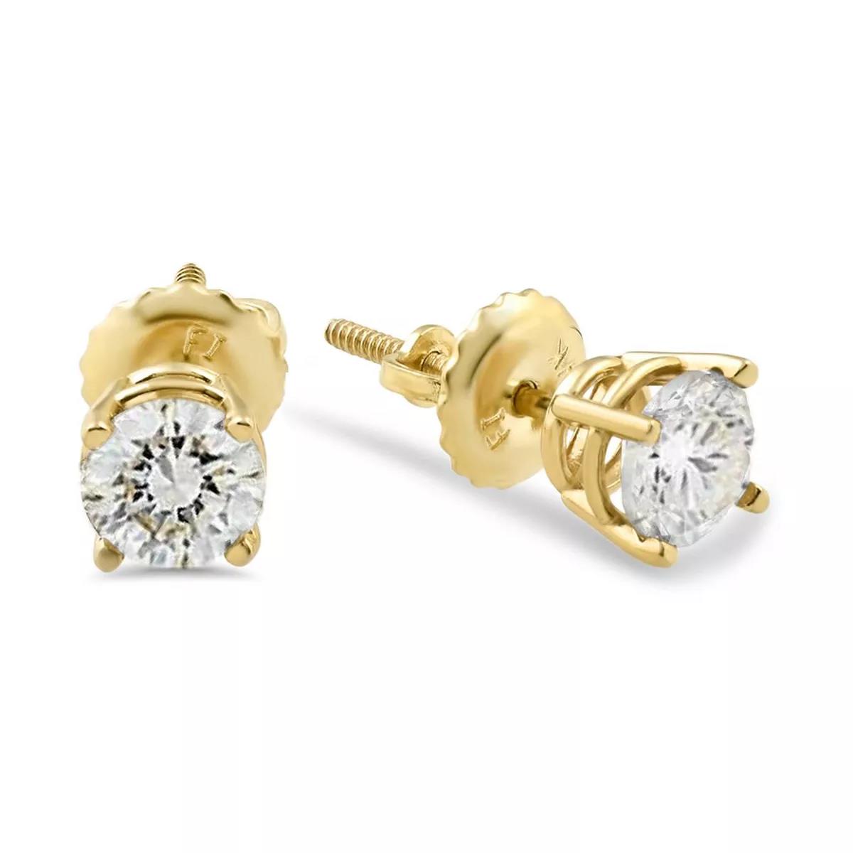 14K Yellow Gold Diamond Screw Back Earrings 41002802 | Shin Brothers* 14K Yellow Gold Diamond Screw Back Earrings 41002802 | Shin Brothers*