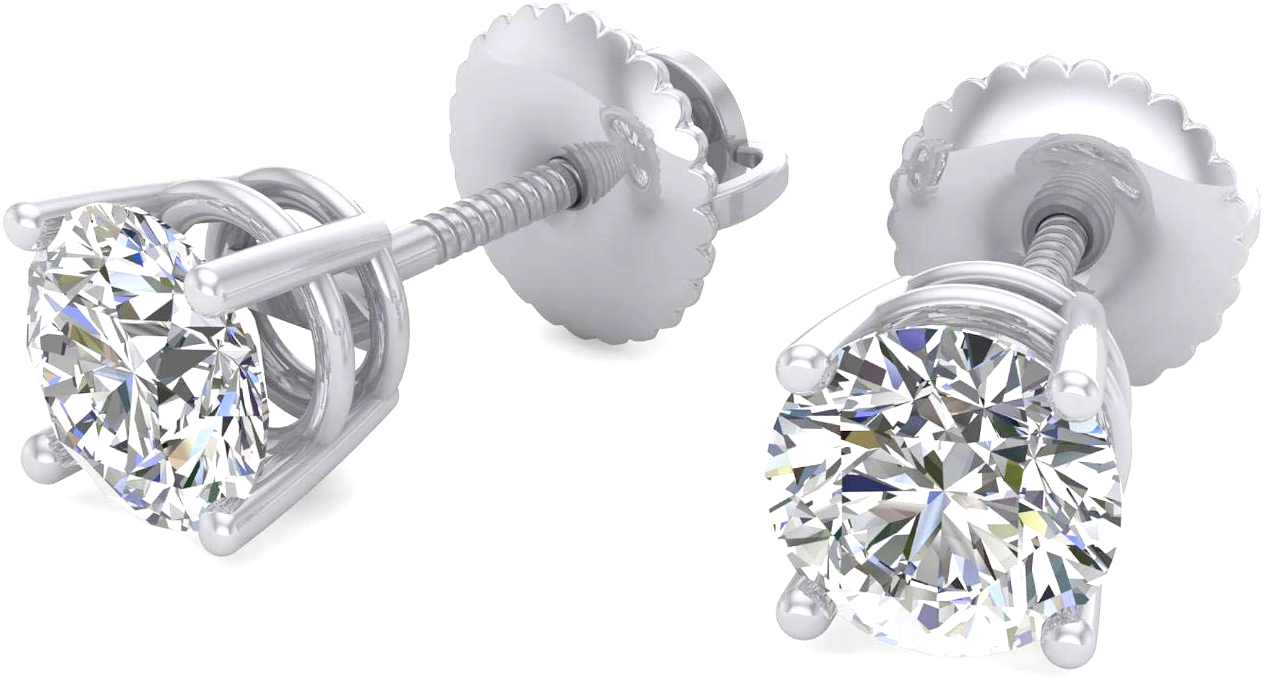 14K White Gold Diamond Screw Back Stud Earrings 41002797 | Shin Brothers* 14K White Gold Diamond Screw Back Stud Earrings 41002797 | Shin Brothers*