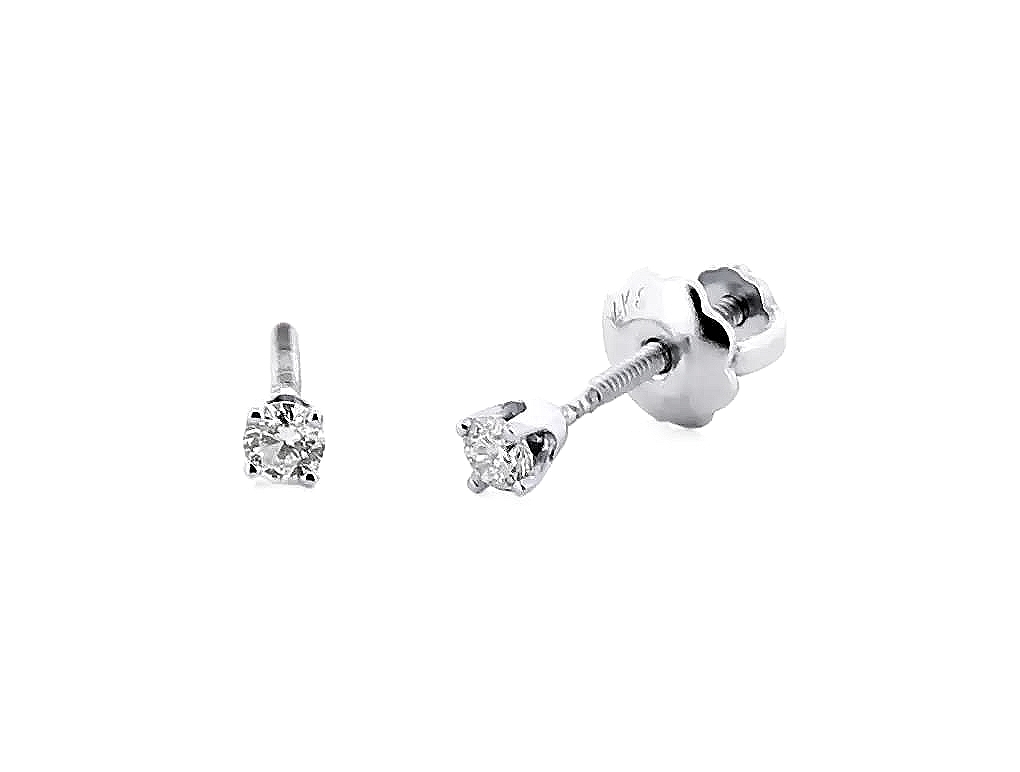 14K White Gold Mini Diamond Screw Back Stud Earrings 41002805 | Shin Brothers* 14K White Gold Mini Diamond Screw Back Stud Earrings 41002805 | Shin Brothers*