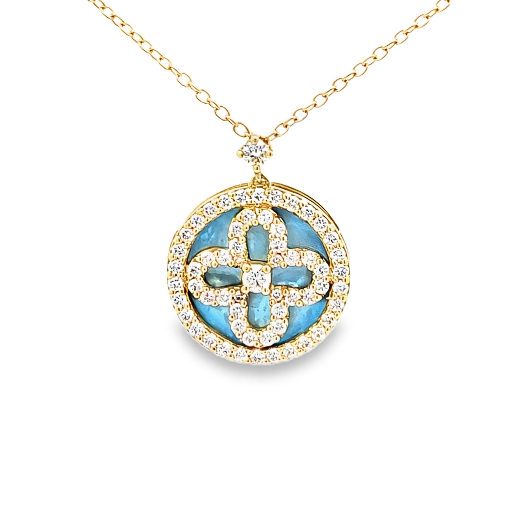 18K Dyed Mother of Pearl and Diamond Necklace 32000784 | Shin Brothers** 18K Dyed Mother of Pearl and Diamond Necklace 32000784 | Shin Brothers**