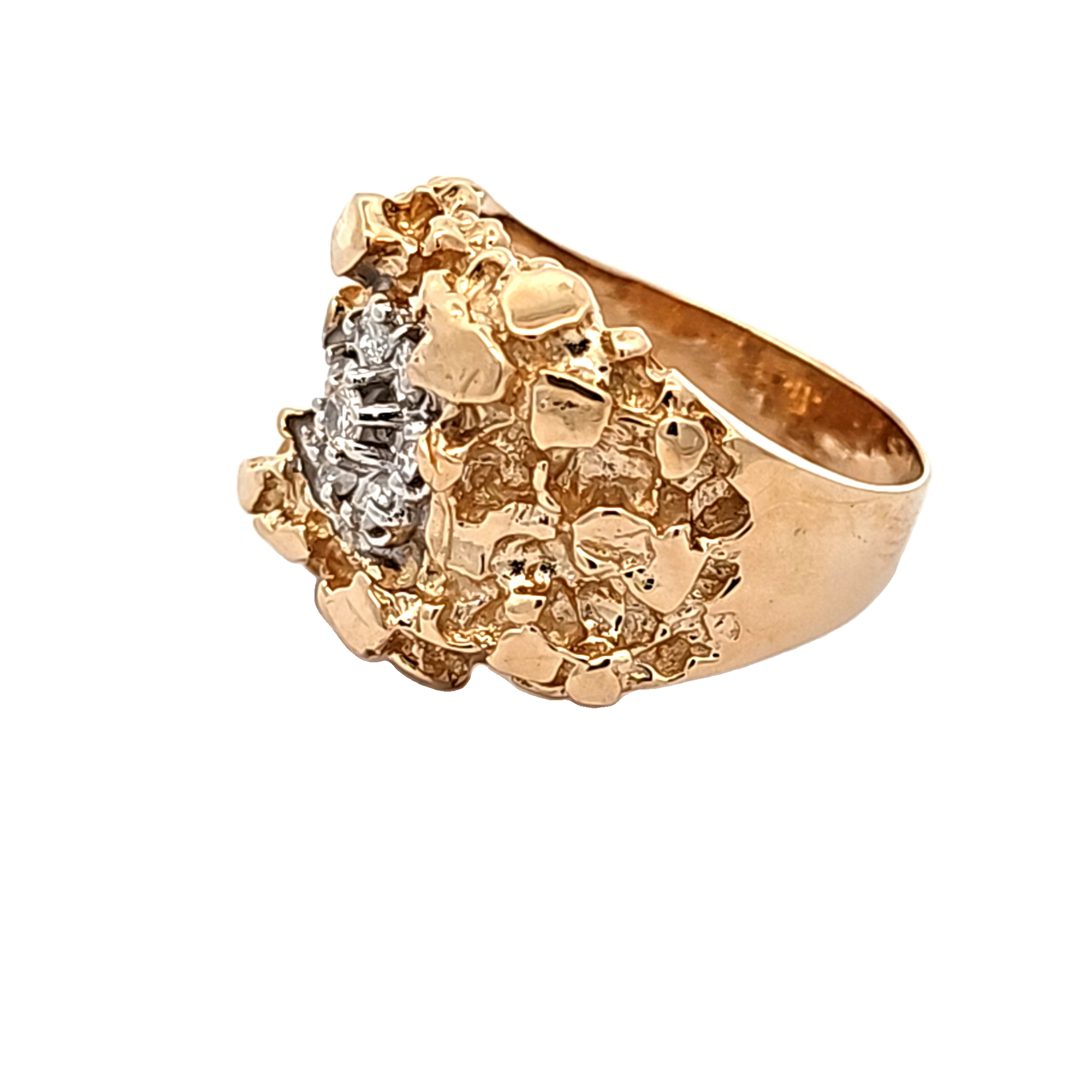 14K Yellow Gold Diamond Nugget Ring 11007312 | Shin Brothers**