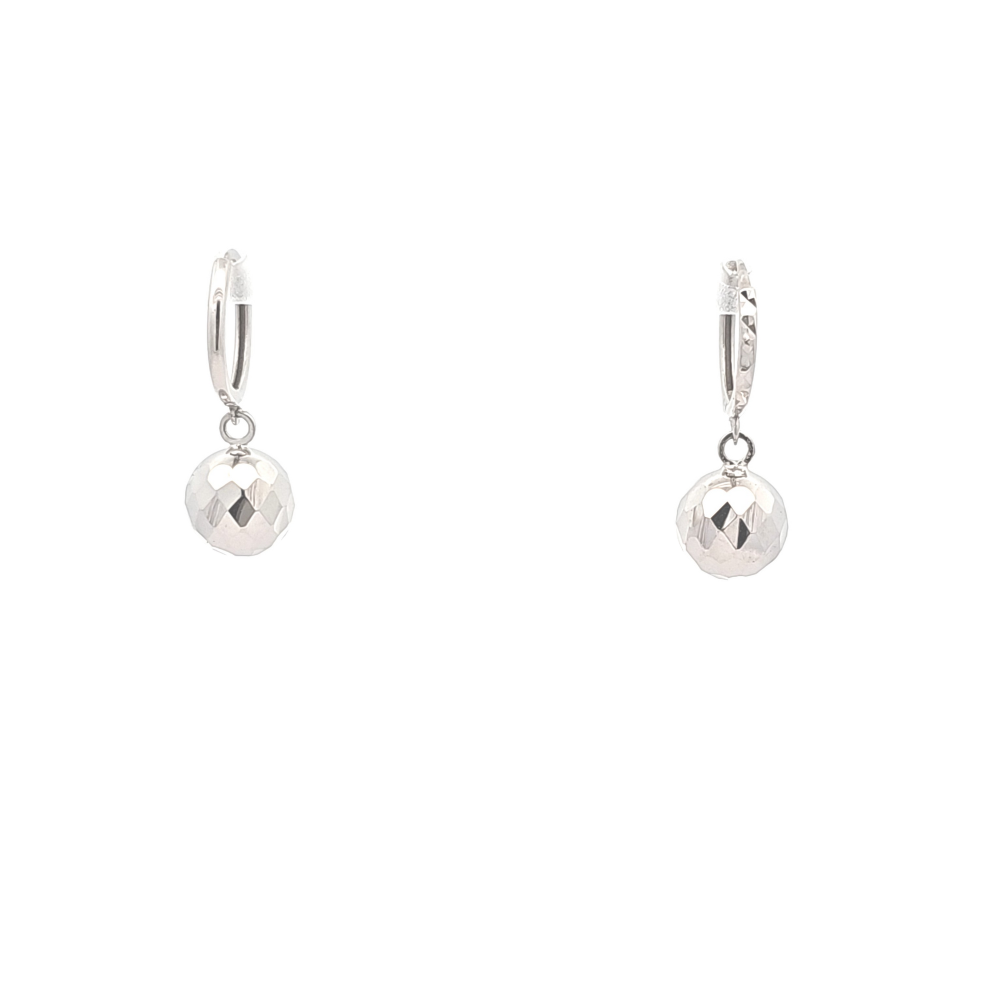 14K White Gold Diamond Cut Ball Earrings 40003338 | Shin Brothers**