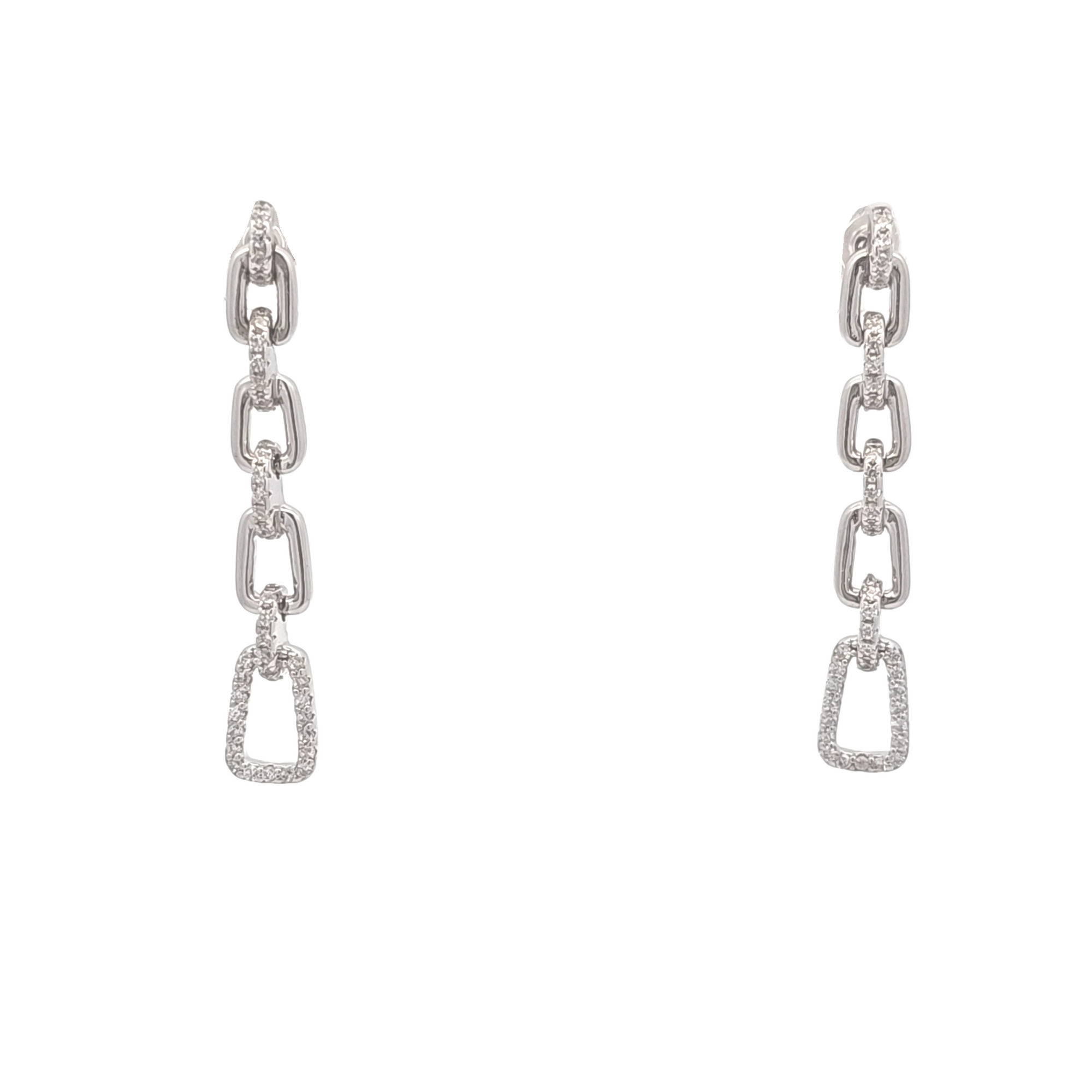 Silver Cubic Zirconia Link Drop Earrings 84011078 | Shin Brothers** 