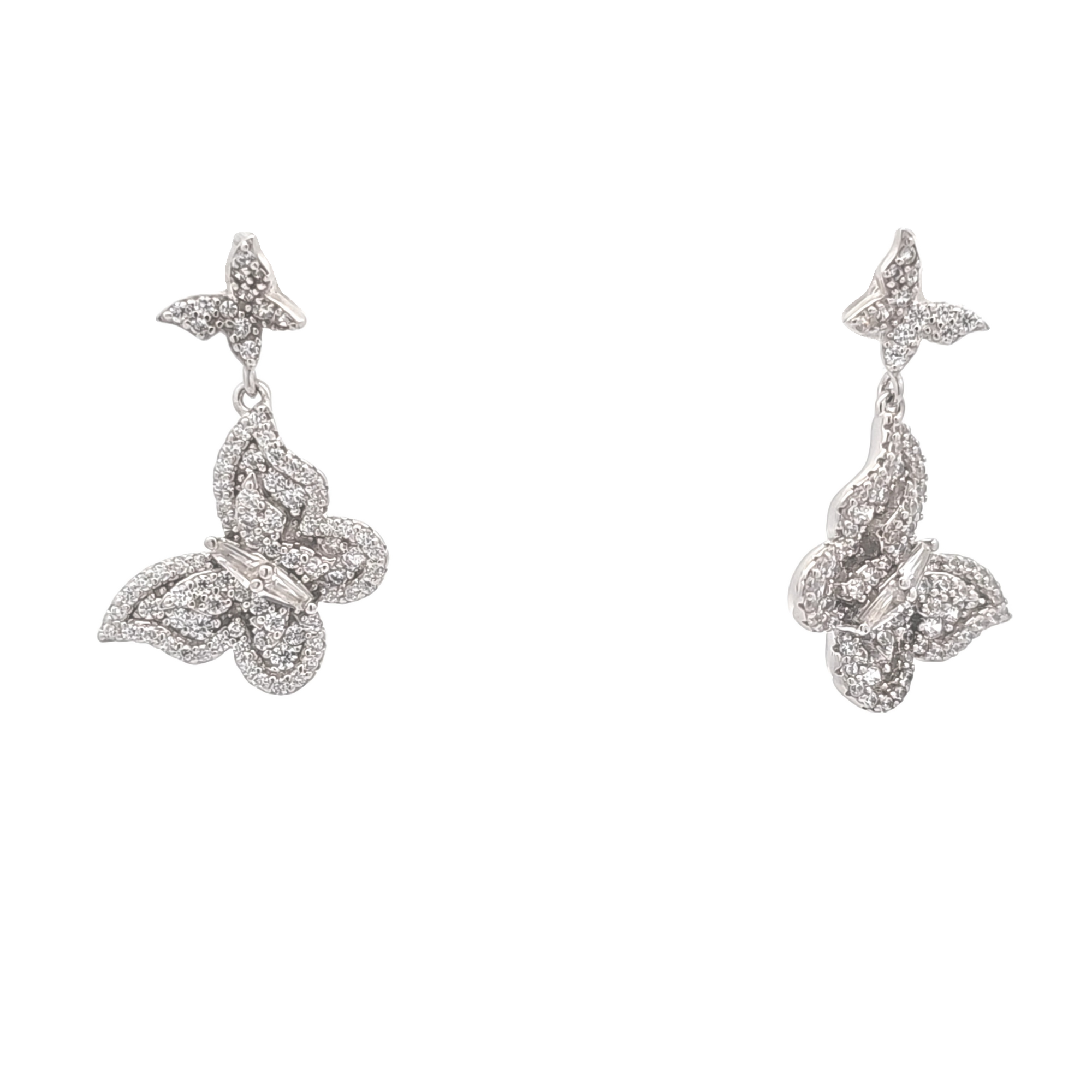 Silver Cubic Zirconia Butterfly Earrings 84011076 | Shin Brothers** Silver Cubic Zirconia Butterfly Earrings 84011076 | Shin Brothers**