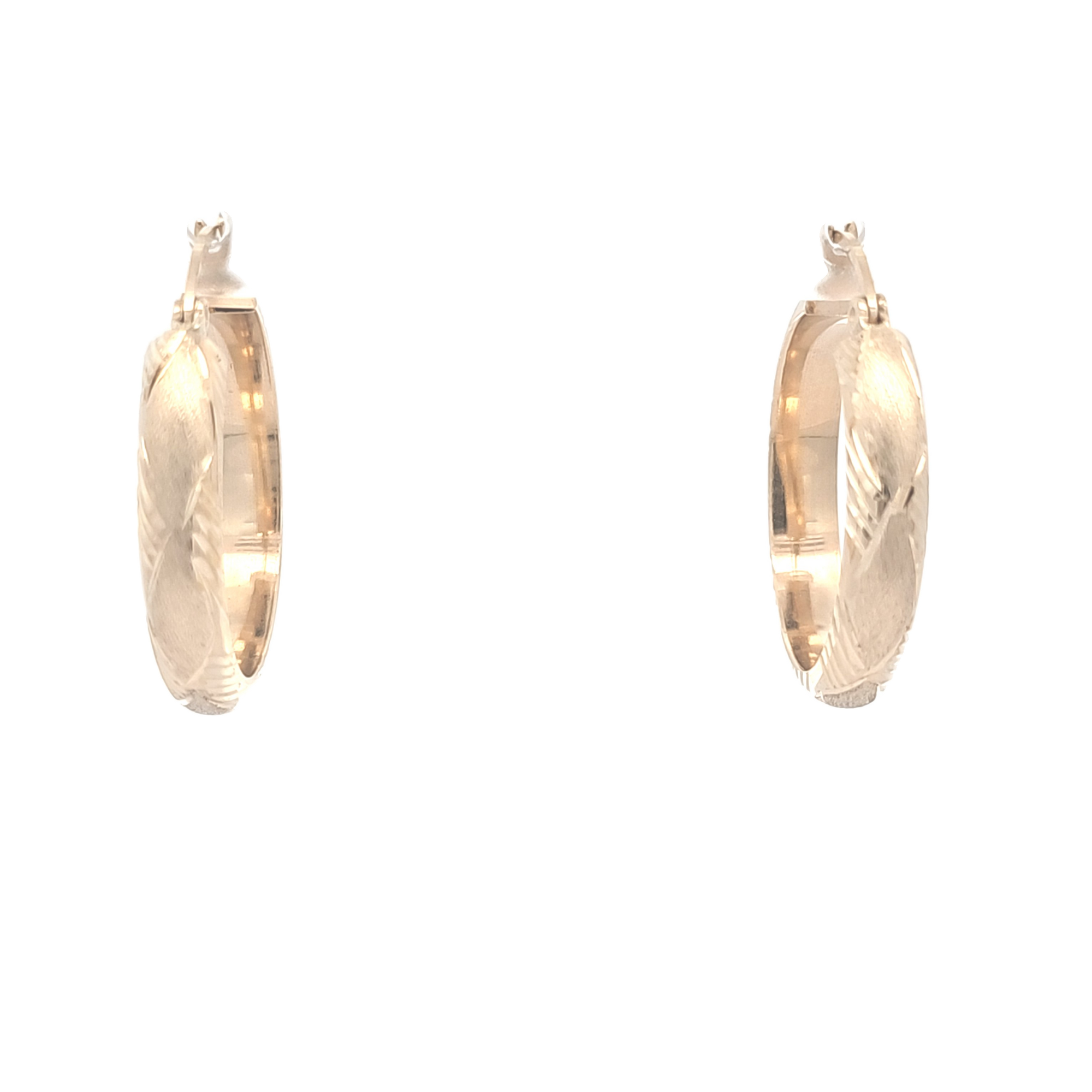 14K Yellow Gold Diamond Cut Hoop Earrings 40003329 | Shin Brothers** 14K Yellow Gold Diamond Cut Hoop Earrings 40003329 | Shin Brothers**