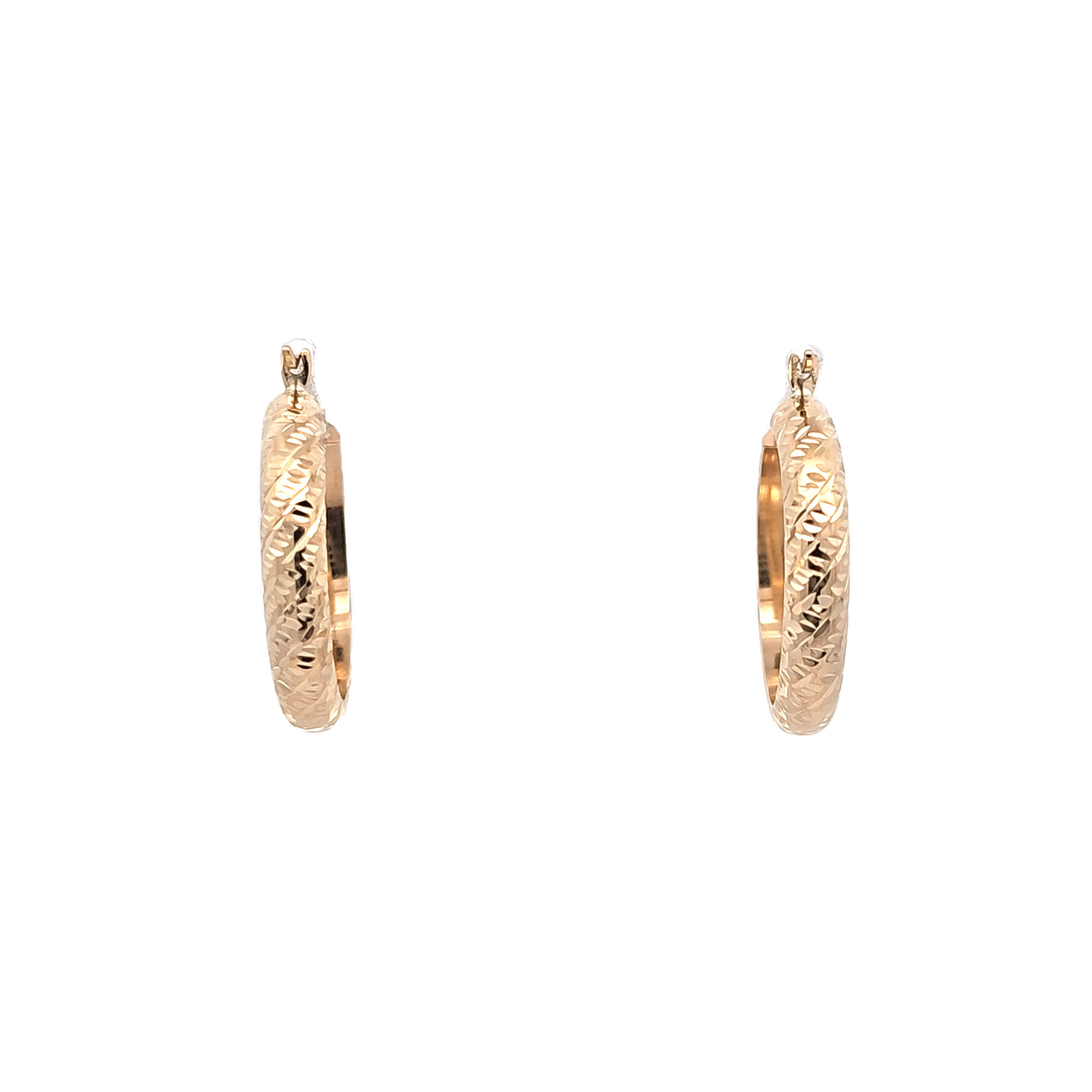 14k Yellow Gold Diamond Cut Hoop Earrings 40003330 | Shin Brothers** 14k Yellow Gold Diamond Cut Hoop Earrings 40003330 | Shin Brothers**