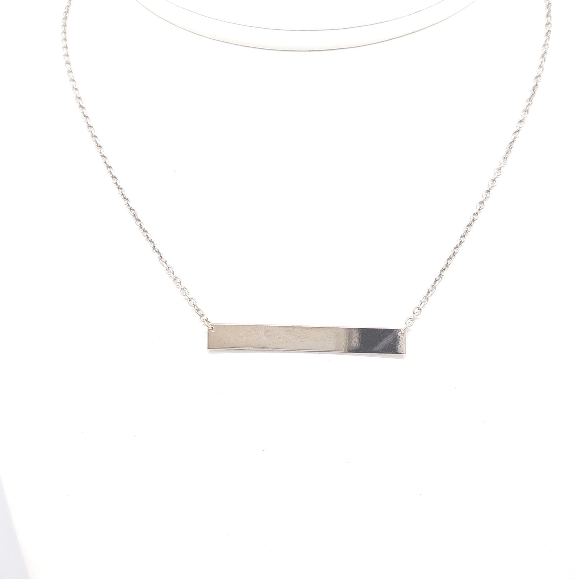 14K White Gold Bar Necklace 30004769 | Shin Brothers*