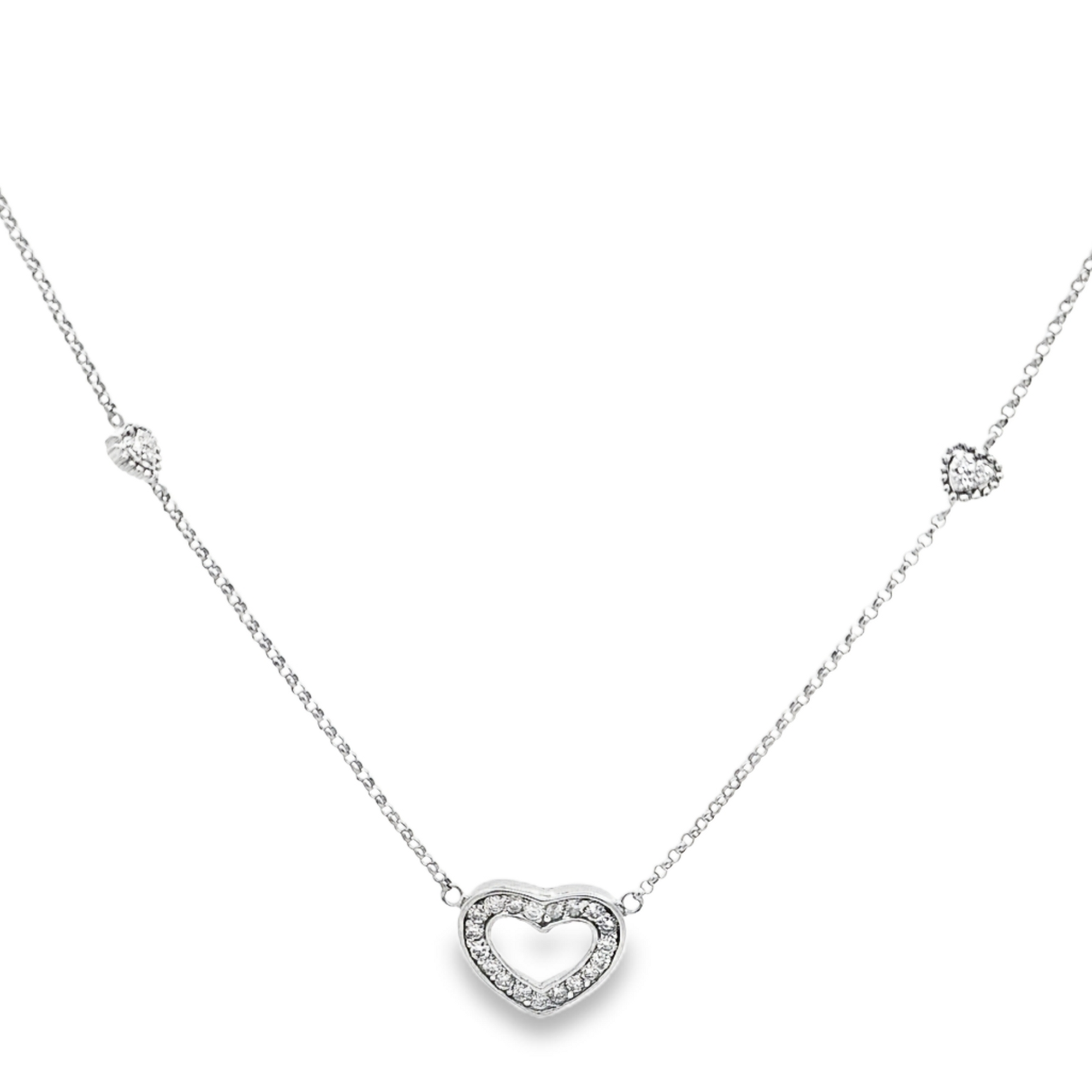 14K White Gold 5 Hearts Diamond Necklace 31001299 | Shin Brothers*