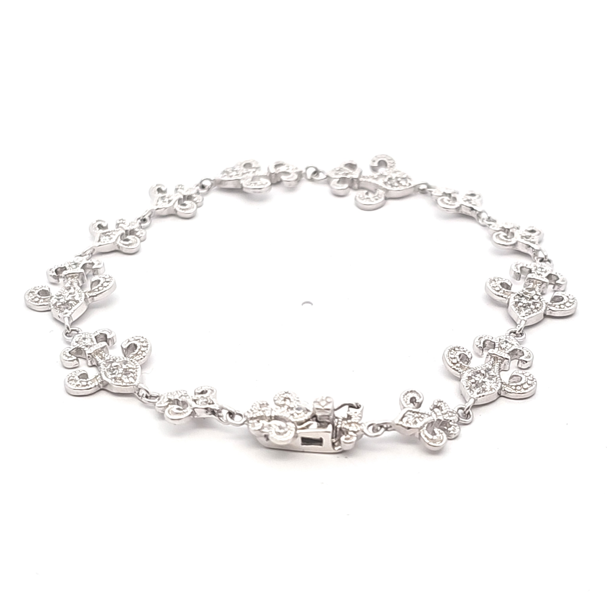 Silver Fleur-de-Lis Cubic Zirconia Bracelet 82210026 | Shin Brothers**