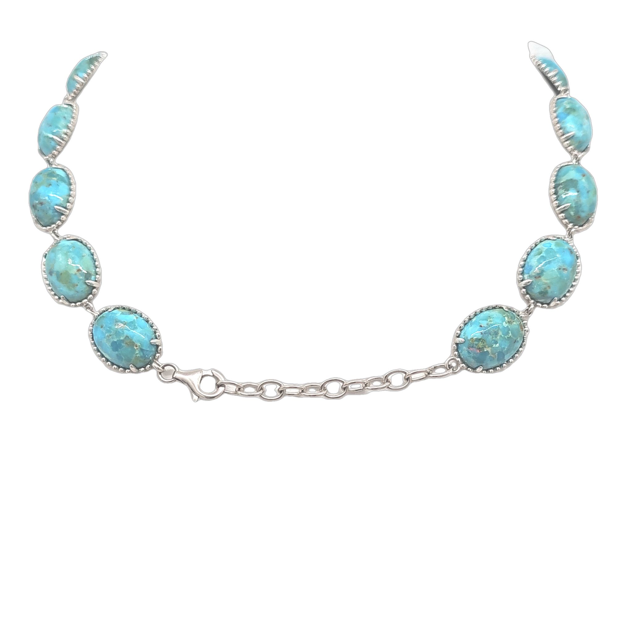 Sterling Silver Oval Turquoise Necklace 83011634 | Shin Brothers** Sterling Silver Oval Turquoise Necklace 83011634 | Shin Brothers**